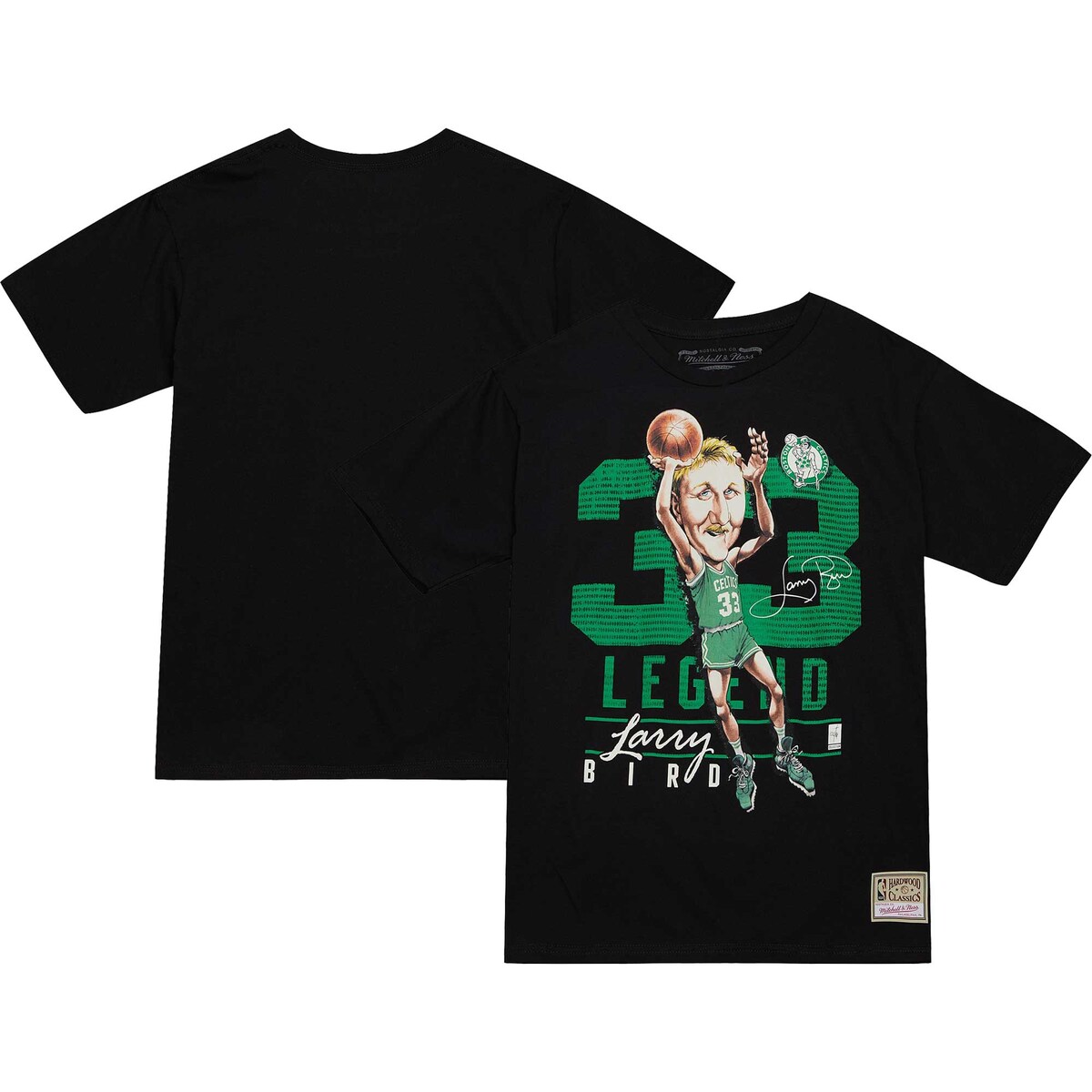 【公式グッズ】NBA セルティックス ラリー・バード Tシャツ Mitchell & Ness/ミッチェル＆ネス メンズ ブラック (NBA MNC HWC CARICATURE TEES)
