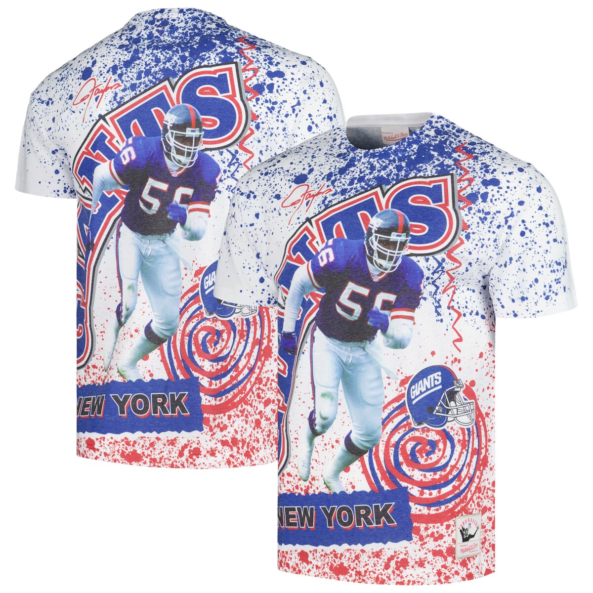 【公式グッズ】NFL ジャイアンツ ローレンス・テイラー Tシャツ Mitchell & Ness/ミッチェル＆ネス メンズ ホワイト (Men's Retired Player N&N Sublimated Burst SST)