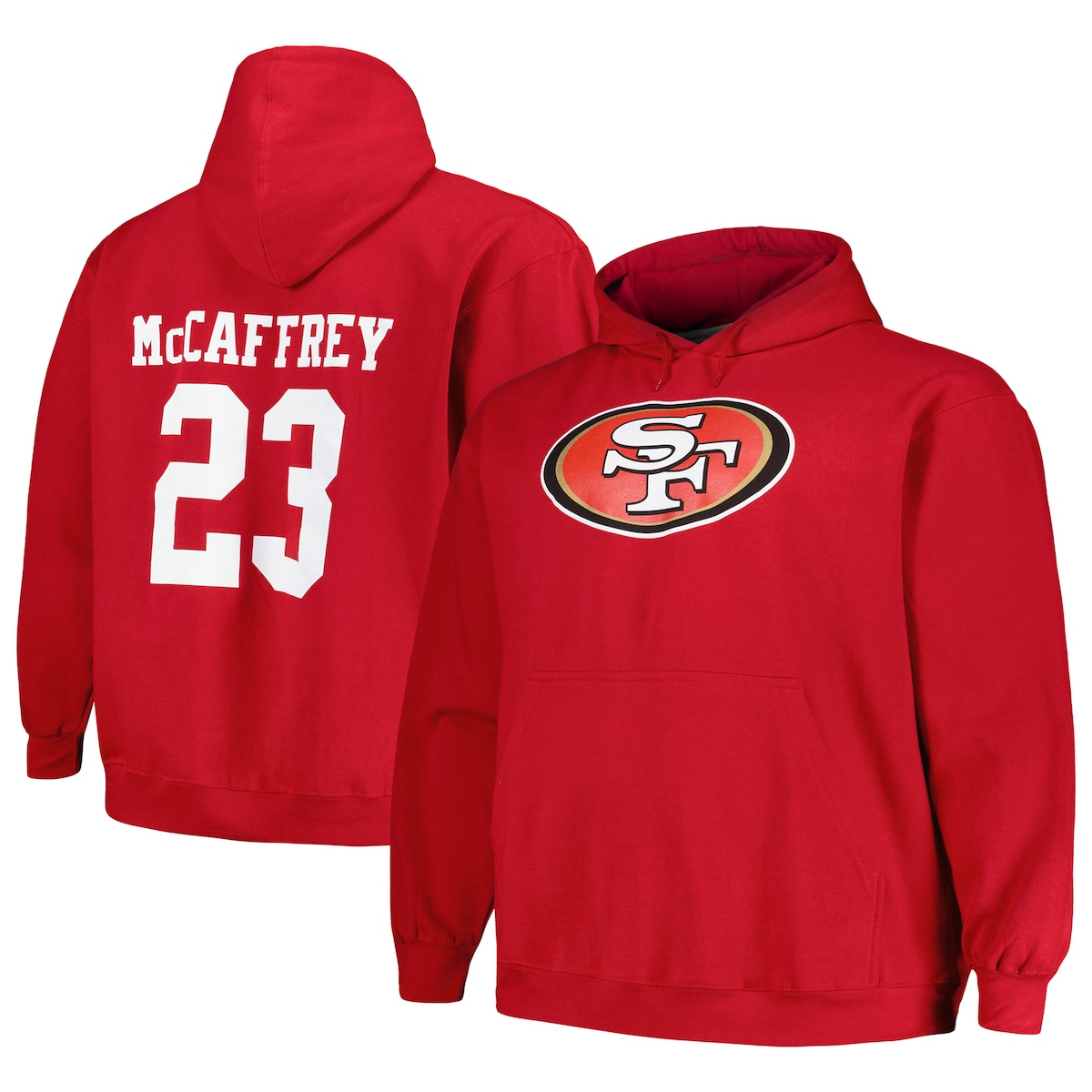 【公式グッズ】NFL 49ers クリスチャン・マキャフリー フリース プルオーバー パーカー （大きいサイズ） Fanatics/ファナティクス メンズ スカーレット (Men's Big & Tall Fleece N&N Hood)