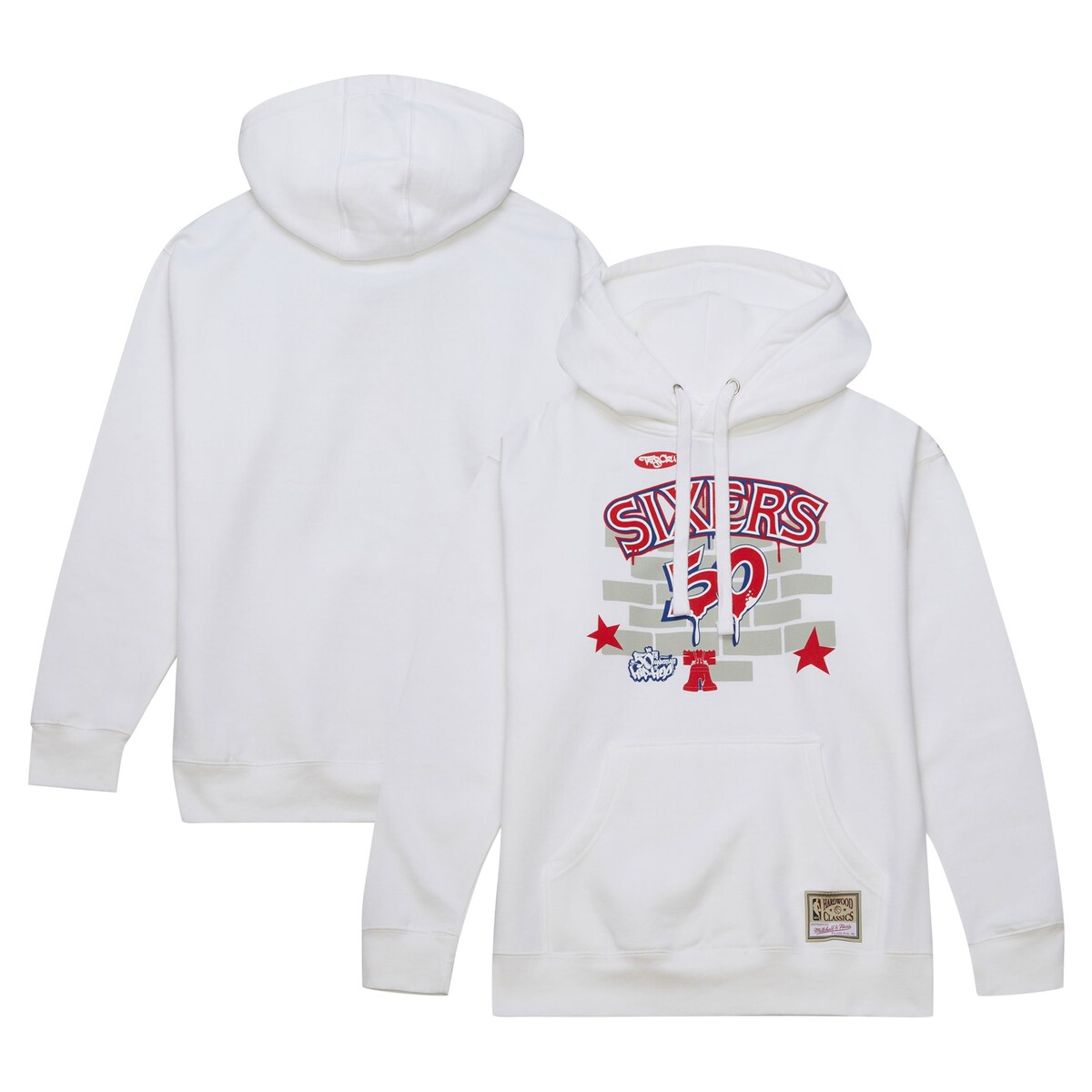 【公式グッズ】NBA 76ers プルオーバー パーカー Mitchell & Ness/ミッチェル＆ネス メンズ ホワイト (Mens MNC HWC NBA x TATS CRU Brick PO Hoodie)