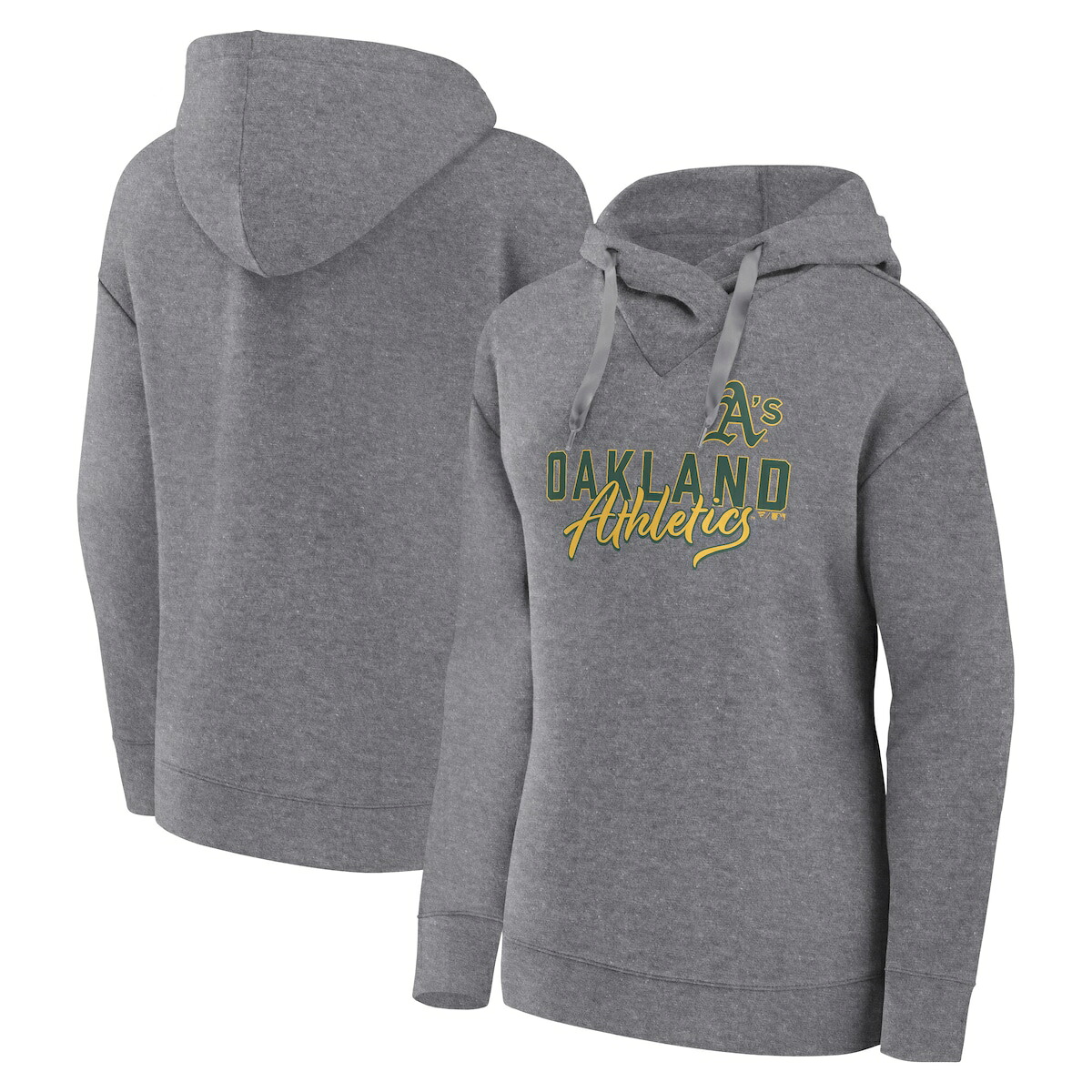 【公式グッズ】MLB アスレチックス プルオーバー パーカー Fanatics/ファナティクス レディース ヘザーグレイ (MLB SPB 23 WOMEN'S SCRIPT FAVORITE FITTED LIGHTWEIGHT PULLOVER HOOD)