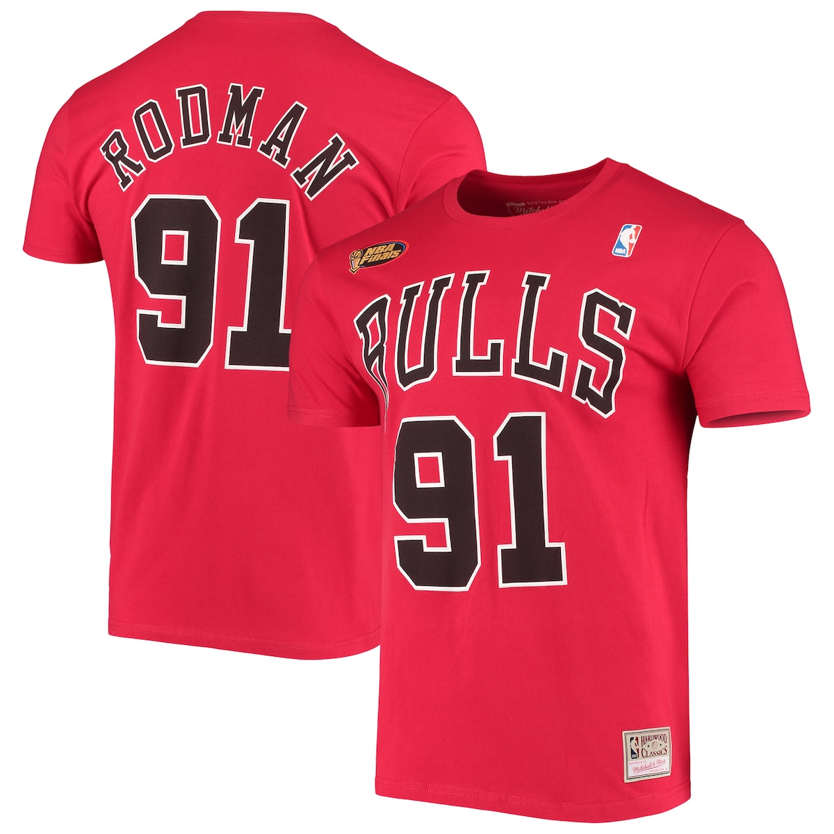 【公式グッズ】NBA ブルズ デニス・ロッドマン Tシャツ Mitchell & Ness/ミッチェル&ネス メンズ レッド (MNC Mens HD Stitch NN Tee)|Fanatics公式ストア 店