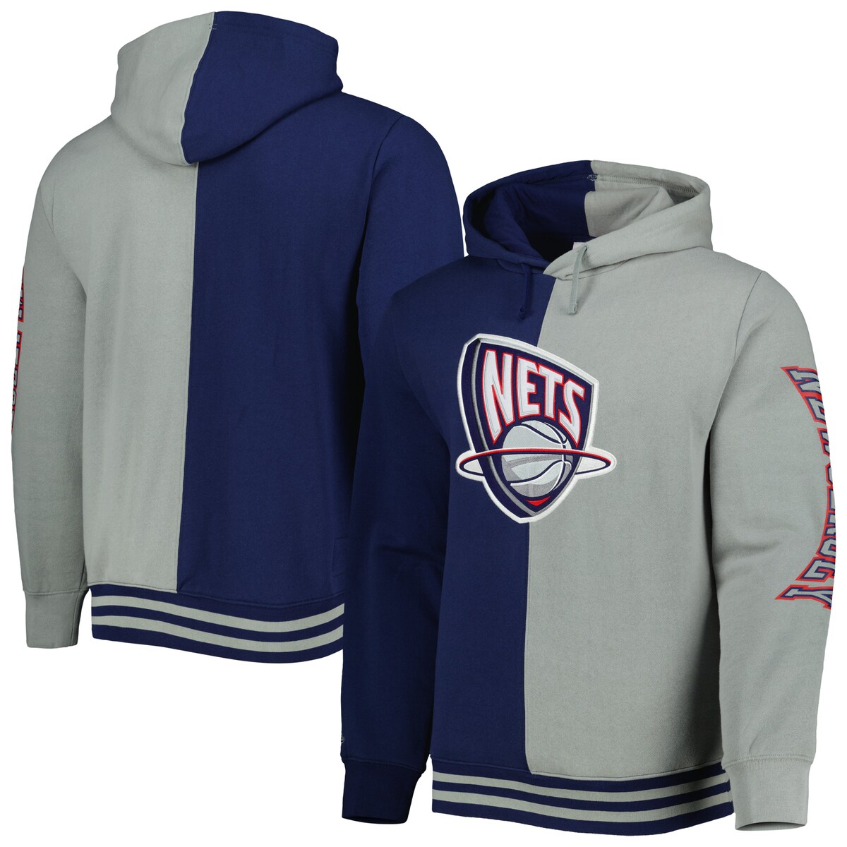 【公式グッズ】NBA ネッツ プルオーバー パーカー Mitchell & Ness/ミッチェル＆ネス メンズ ネイビー (Mens MNC HWC Split Applique PO Hoodie)｜Fanatics公式ストア 店