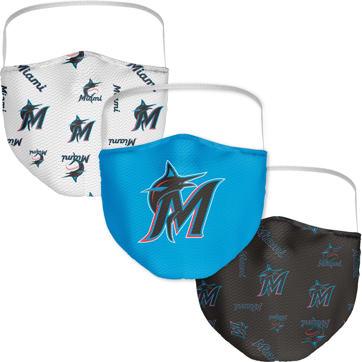 【公式グッズ】MLB マーリンズ フェイスマスク Fanatics（ファナティクス） (MLB FB Official Logo 3 Pack Face Cover)
