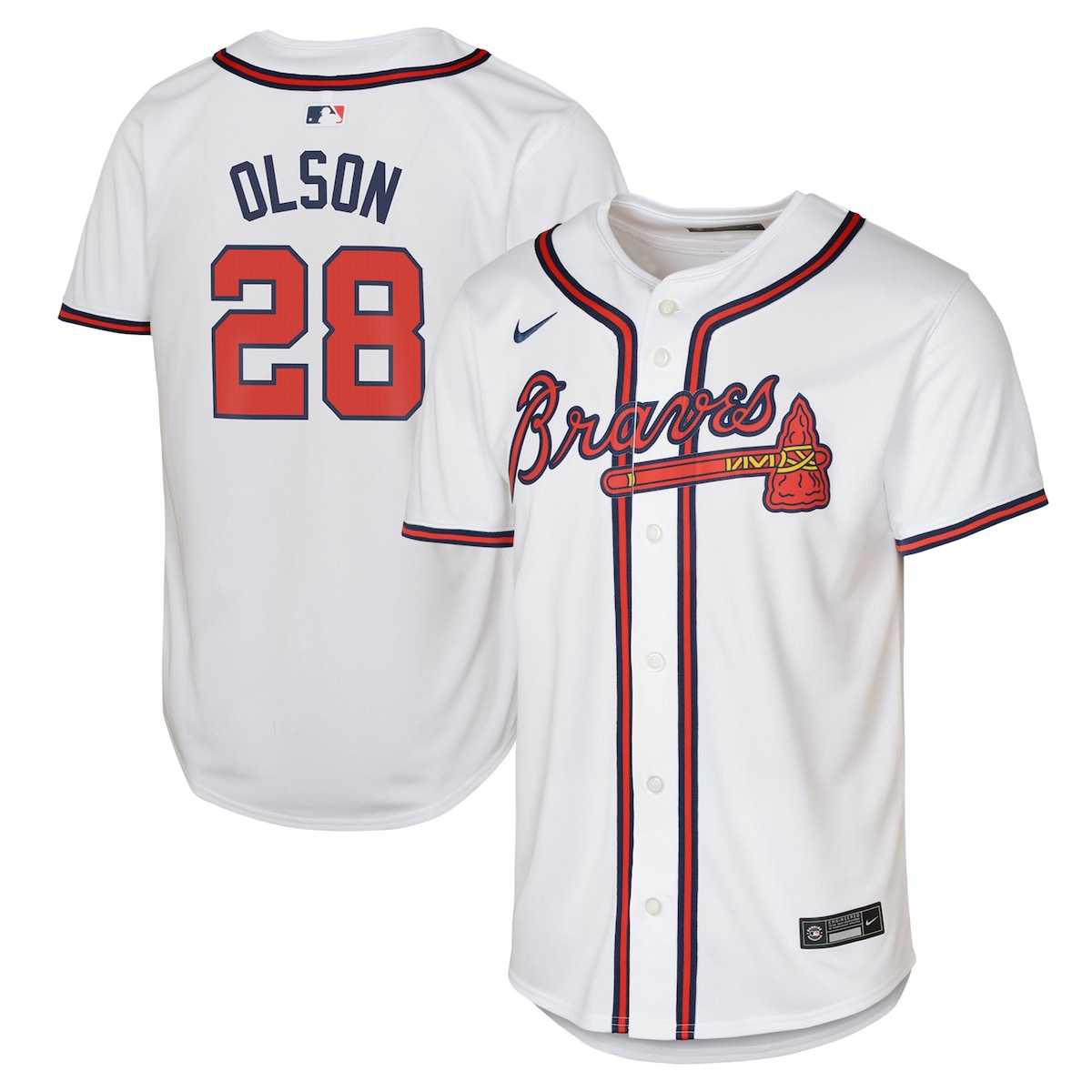 【公式グッズ】MLB ブレーブス マット・オルソン リミテッド ユニフォーム Nike/ナイキ キッズサイズ ホワイト (Youth Limited Player Jersey)