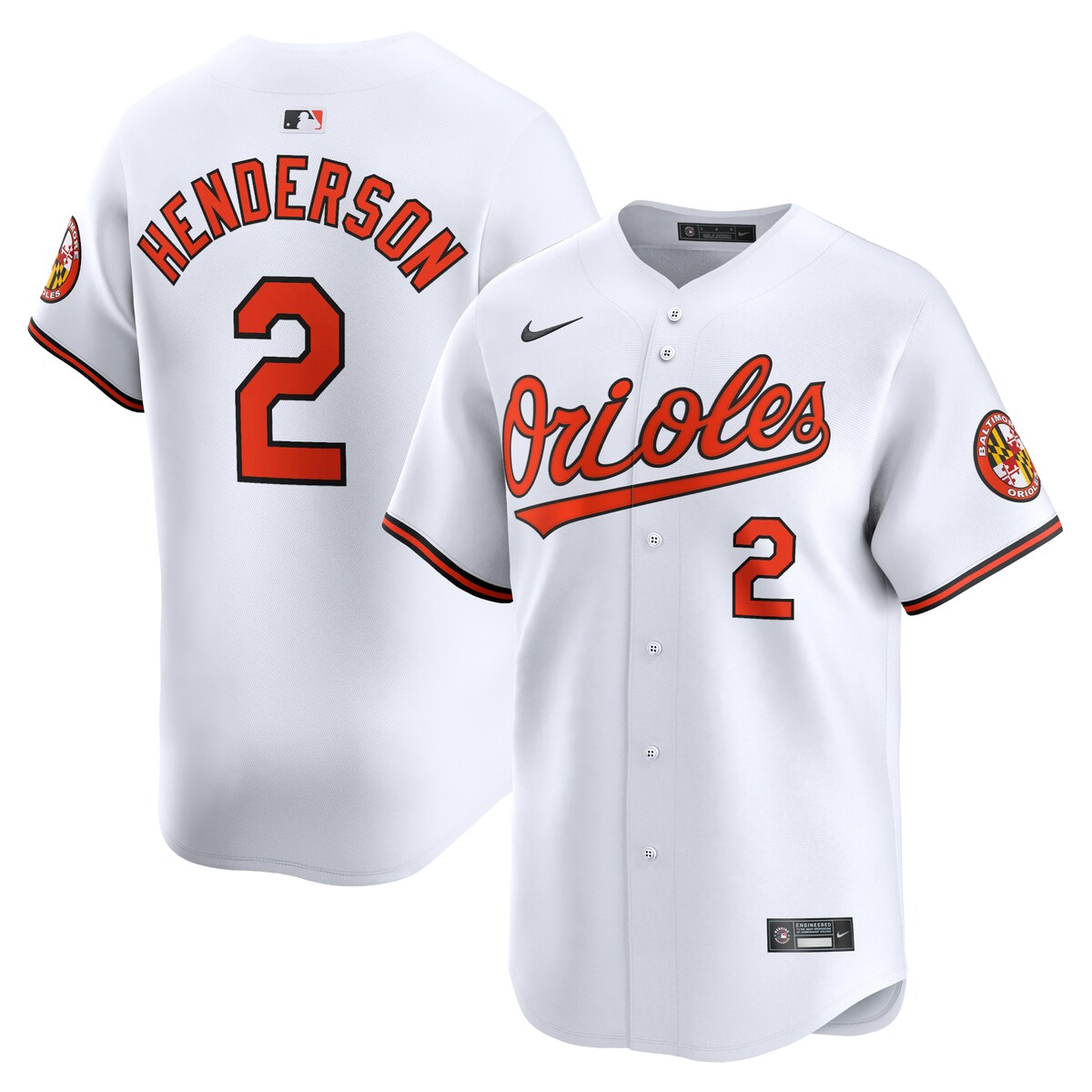 【公式グッズ】MLB オリオールズ グナー・ヘンダーソン リミテッド ユニフォーム Nike/ナイキ メンズ ホワイト (2024 Nike Men's Limited Player Jerseys - FTF NTP Master Style)