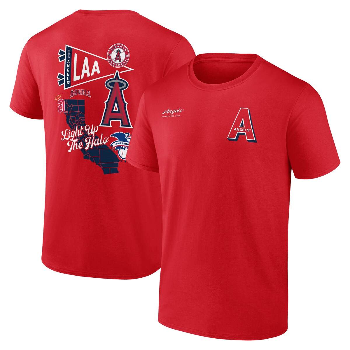 【公式グッズ】MLB エンゼルス Tシャツ Fanatics/ファナティクス メンズ レッド (Fanatics Split Zone SS Cotton Tee SP24)