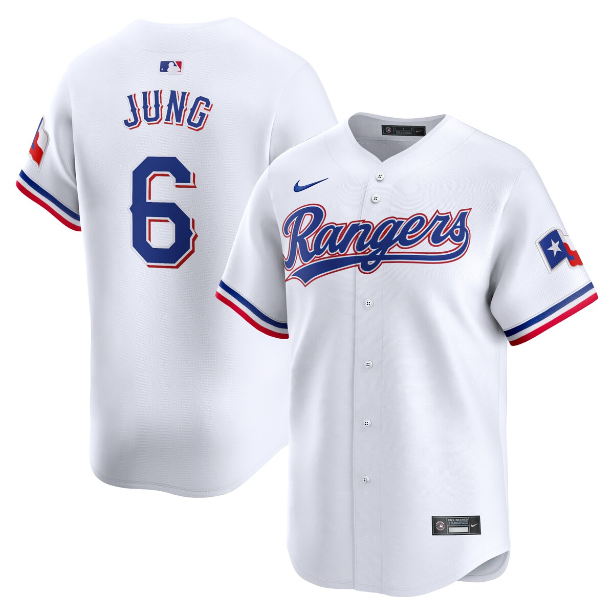 【公式グッズ】MLB レンジャーズ ジョシュ・ユング リミテッド ユニフォーム Nike/ナイキ メンズ ホワイト (2024 Nike Men's Limited Player Jerseys - FTF NTP Master Style)