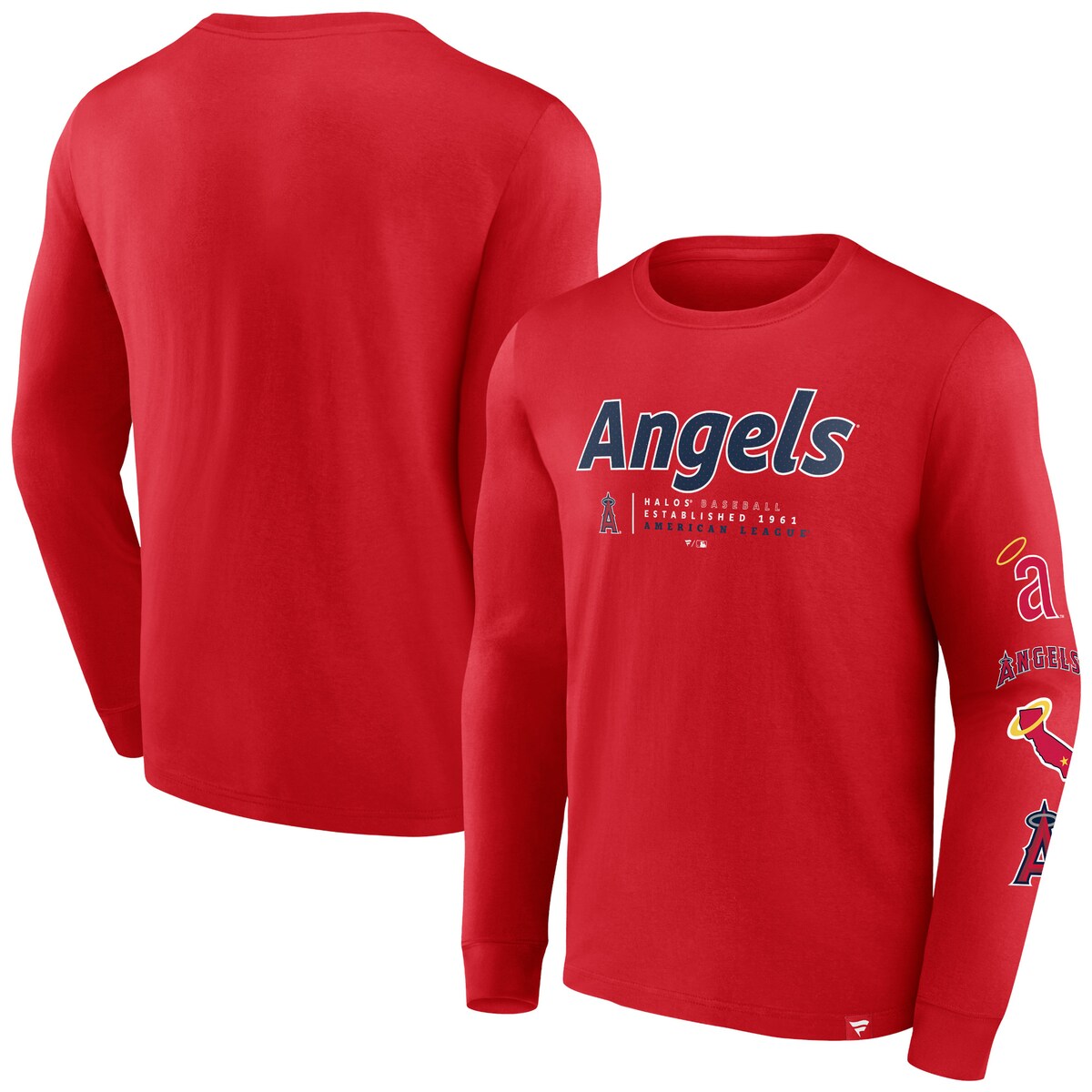 【公式グッズ】MLB エンゼルス 長袖 Tシャツ Fanatics/ファナティクス メンズ レッド (Fanatics Strike the Goal Biblend LS Tee SP24)｜Fanatics公式ストア 店