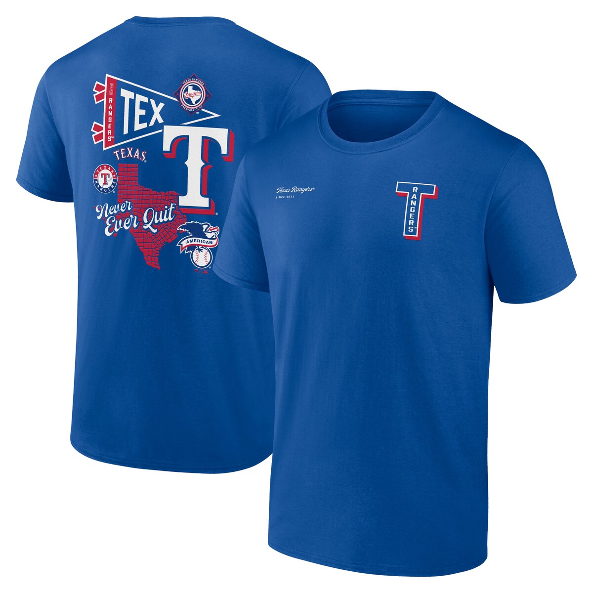 【公式グッズ】MLB レンジャーズ Tシャツ Fanatics/ファナティクス メンズ ロイヤル (Fanatics Split Zone SS Cotton Tee SP24)