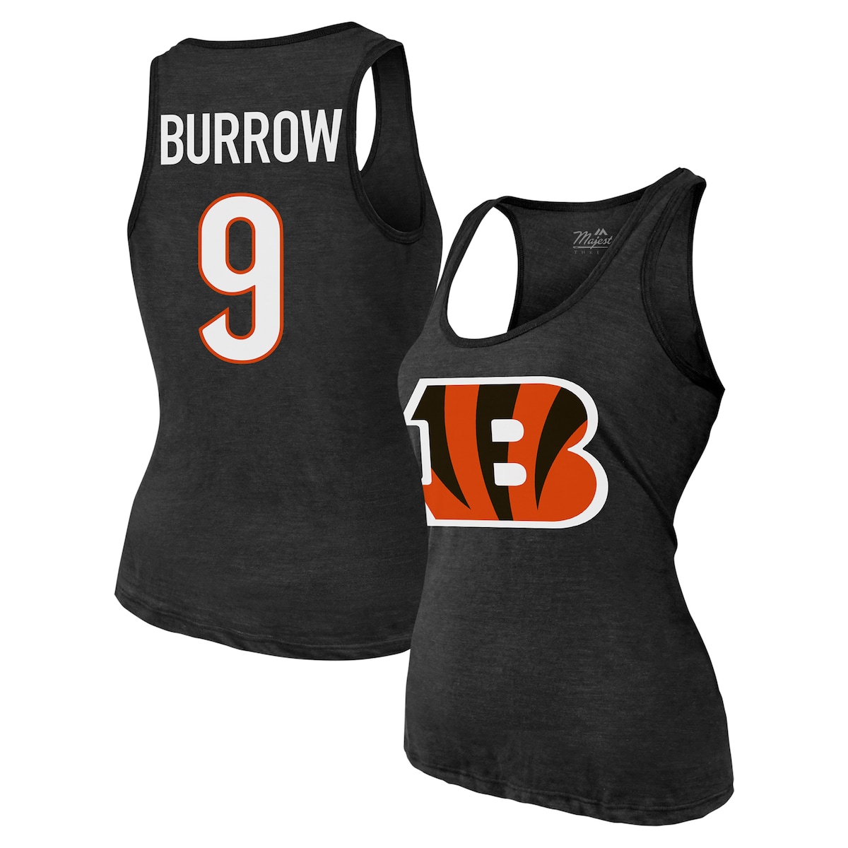 【公式グッズ】NFL ベンガルズ ジョー・バロー タンクトップ Majestic/マジェスティック レディース ブラック (Women's Non-Distressed Triblend Player N&N Tank)｜Fanatics公式ストア 店