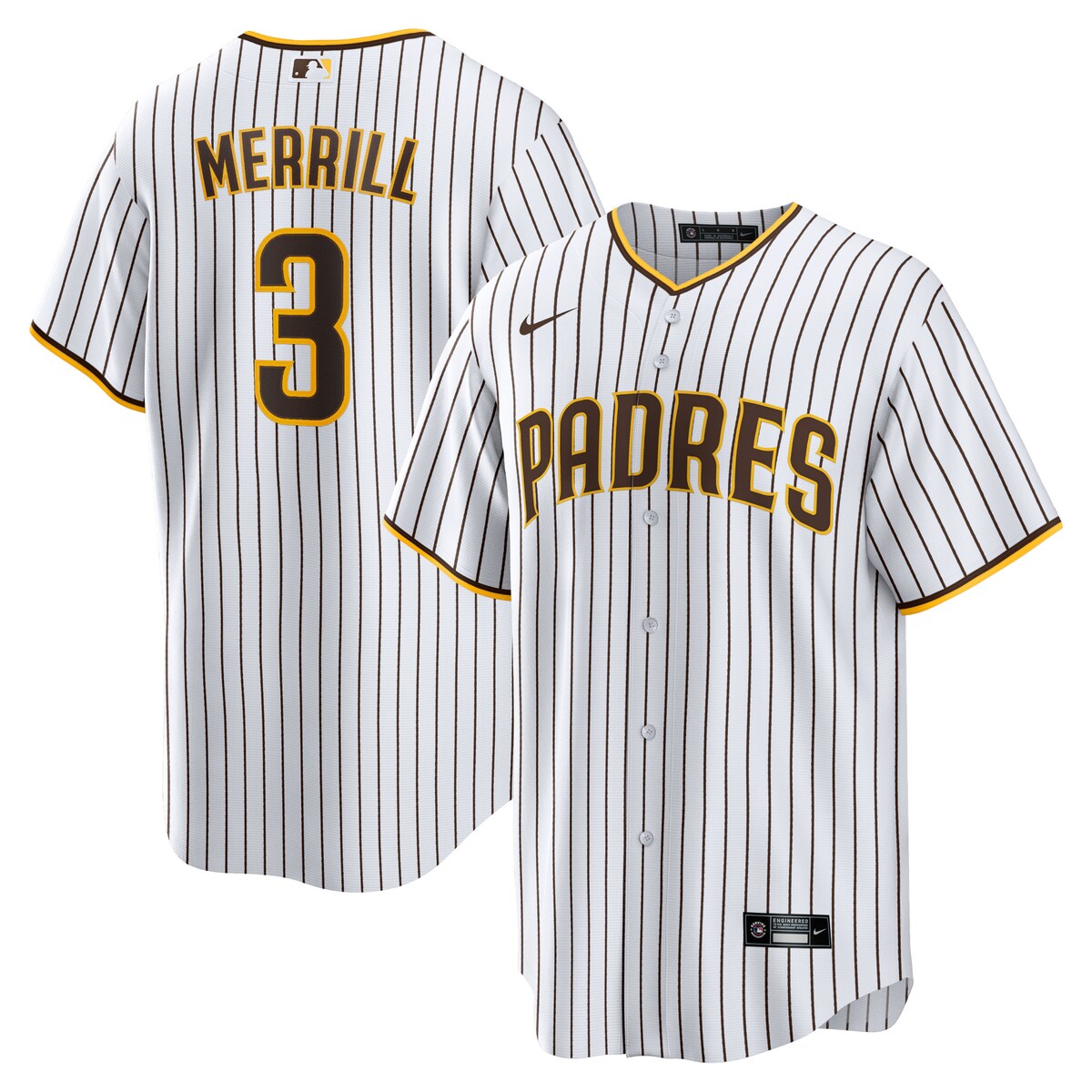 【公式グッズ】MLB パドレス ジャクソン・メリル レプリカ ユニフォーム Nike/ナイキ メンズ ホワイト (Nike Replica Jersey Home 2023 Player - Snell & Merrill)