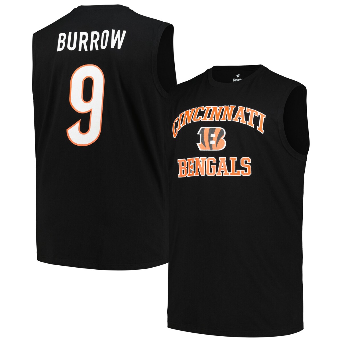 【公式グッズ】NFL ベンガルズ ジョー・バロー タンクトップ （大きいサイズ） Fanatics/ファナティクス メンズ ブラック (Men's B&T Muscle Tank Top)｜Fanatics公式ストア 店