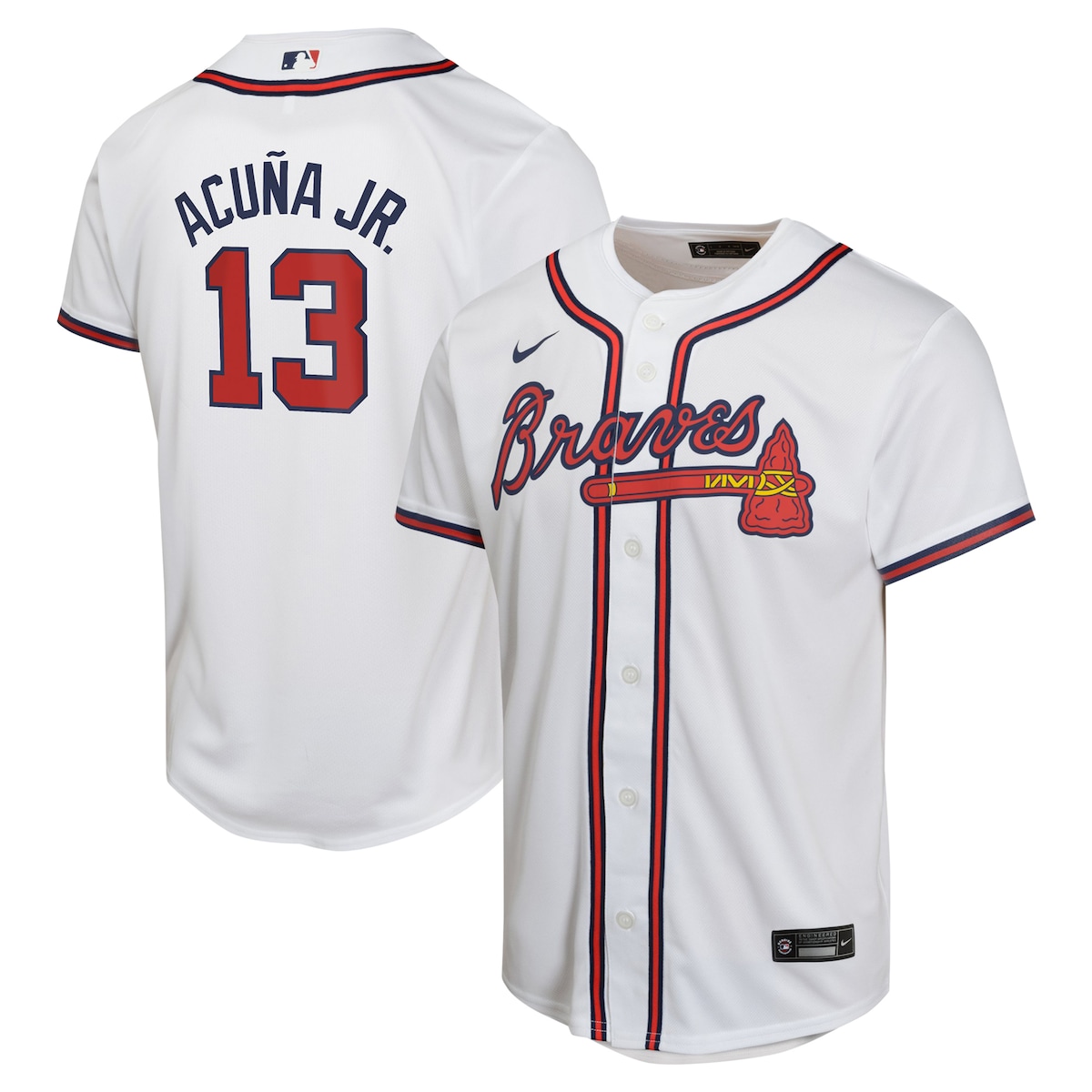 【公式グッズ】MLB ブレーブス ロナルド・アクーニャJr. ホーム ユニフォーム （レプリカ） Nike/ナイキ キッズサイズ ホワイト (OST Youth Home Game Player Jersey)