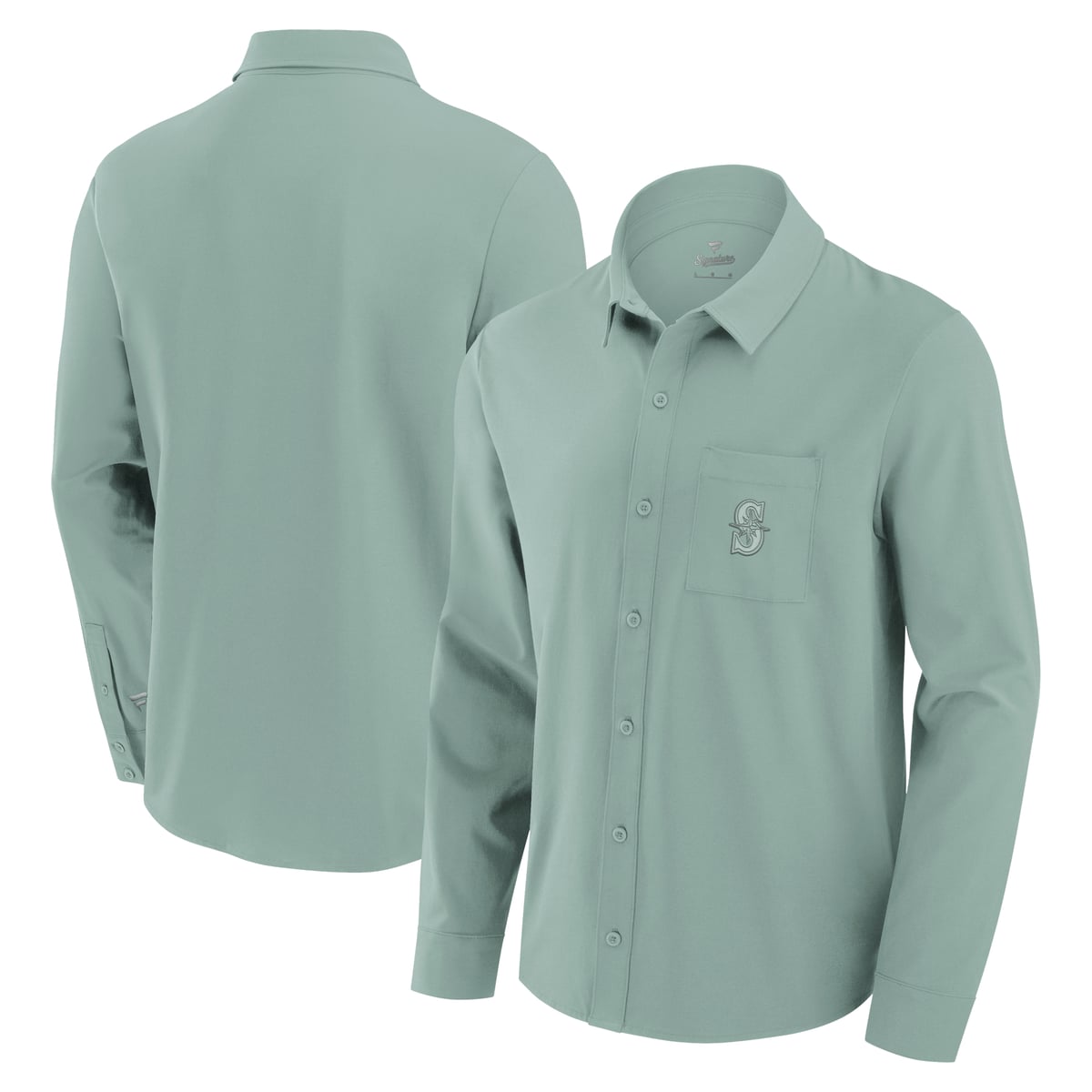 【公式グッズ】MLB マリナーズ シャツ Fanatics/ファナティクス メンズ グリーン (Men's Fanatics Branded Front Office Woven Long Sleeve Button Down)