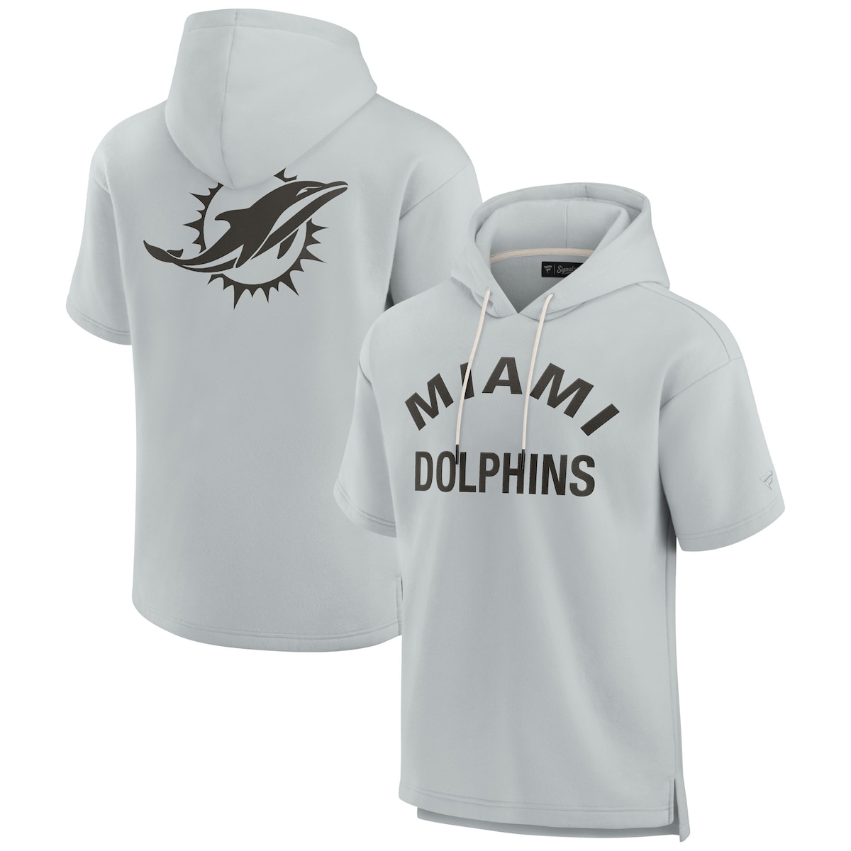 【公式グッズ】NFL ドルフィンズ 半袖 パーカー Fanatics/ファナティクス グレイ (Unisex Fanatics Signature Elements Super Soft Fleece Short Sleeve Hoodie)