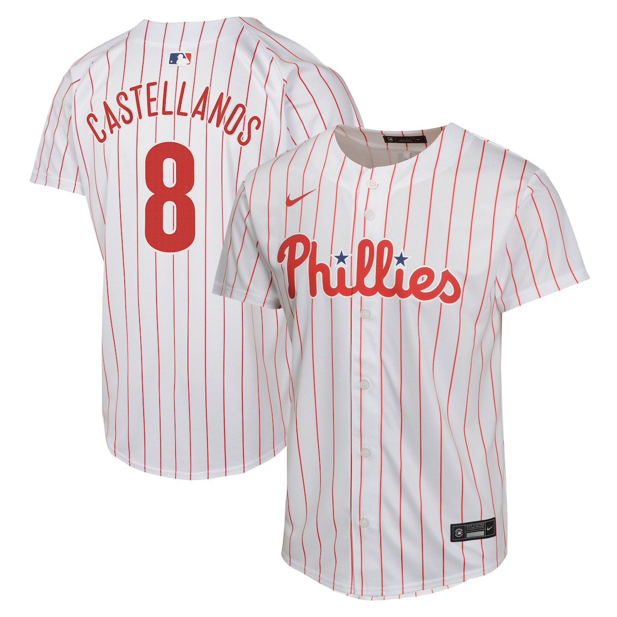 【公式グッズ】MLB フィリーズ ニック・カステヤノス ホーム ユニフォーム Nike/ナイキ キッズサイズ ホワイト (OST Youth Home Game Player Jersey)