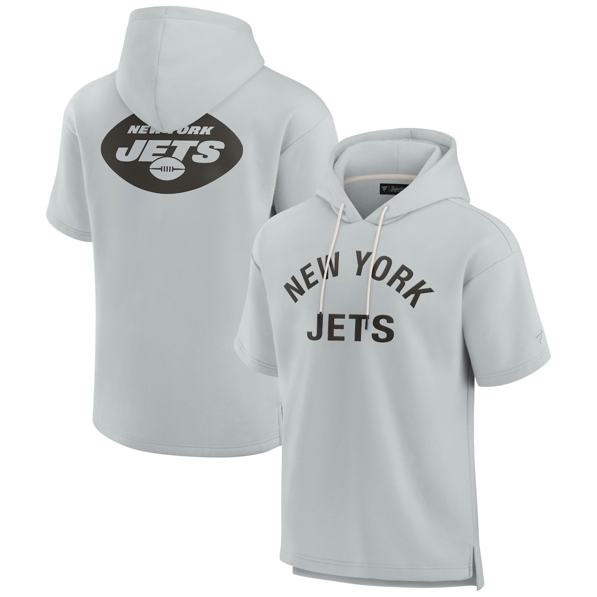 【公式グッズ】NFL ジェッツ 半袖 パーカー Fanatics/ファナティクス グレイ (Unisex Fanatics Signature Elements Super Soft Fleece Short Sleeve Hoodie)