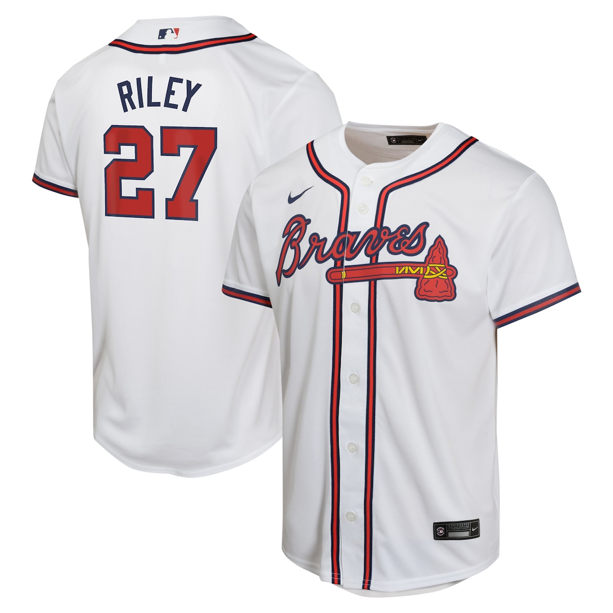 【公式グッズ】MLB ブレーブス オースティン・ライリー ホーム ユニフォーム Nike/ナイキ キッズサイズ ホワイト (OST Youth Home Game Player Jersey)｜Fanatics公式ストア 店
