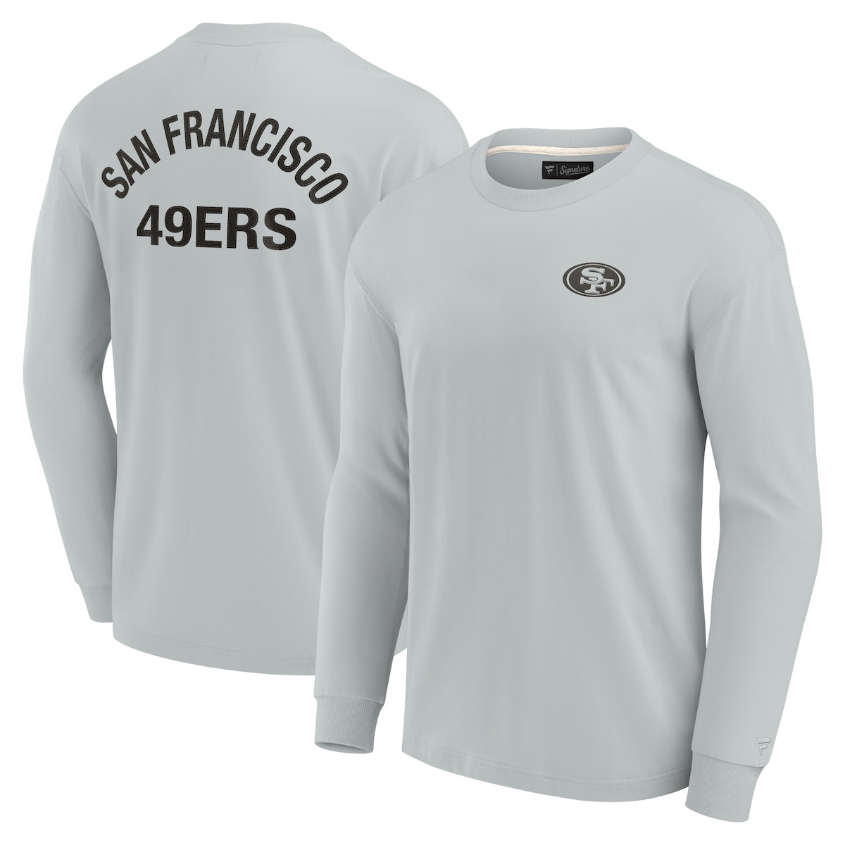 【公式グッズ】NFL 49ers 長袖 Tシャツ Fanatics/ファナティクス グレイ (Unisex Fanatics Signature Elements Super Soft Long Sleeve T-Shirt)｜Fanatics公式ストア 店
