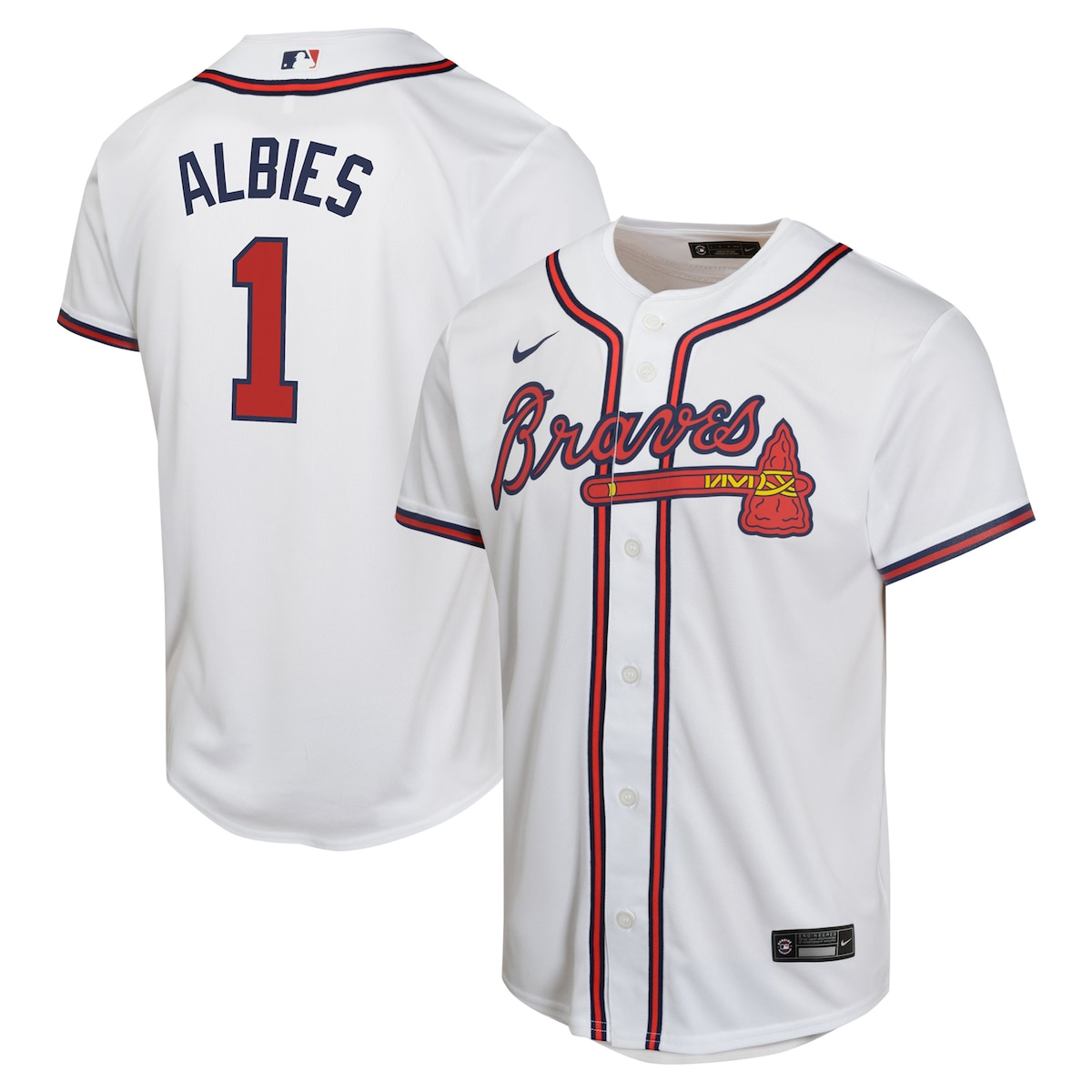 【公式グッズ】MLB ブレーブス オジー・アルビース ホーム ユニフォーム Nike/ナイキ キッズサイズ ホワイト (OST Youth Home Game Player Jersey)