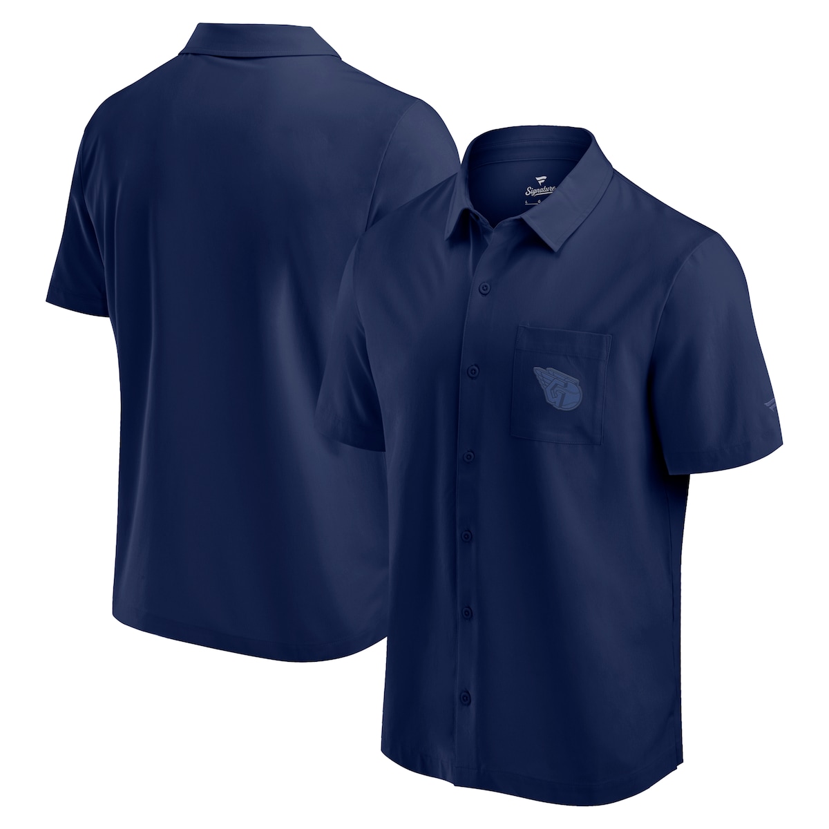 【公式グッズ】MLB インディアンス シャツ Fanatics/ファナティクス メンズ ネイビー (Men's Fanatics Branded Front Office Woven Short Sleeve Button Up)