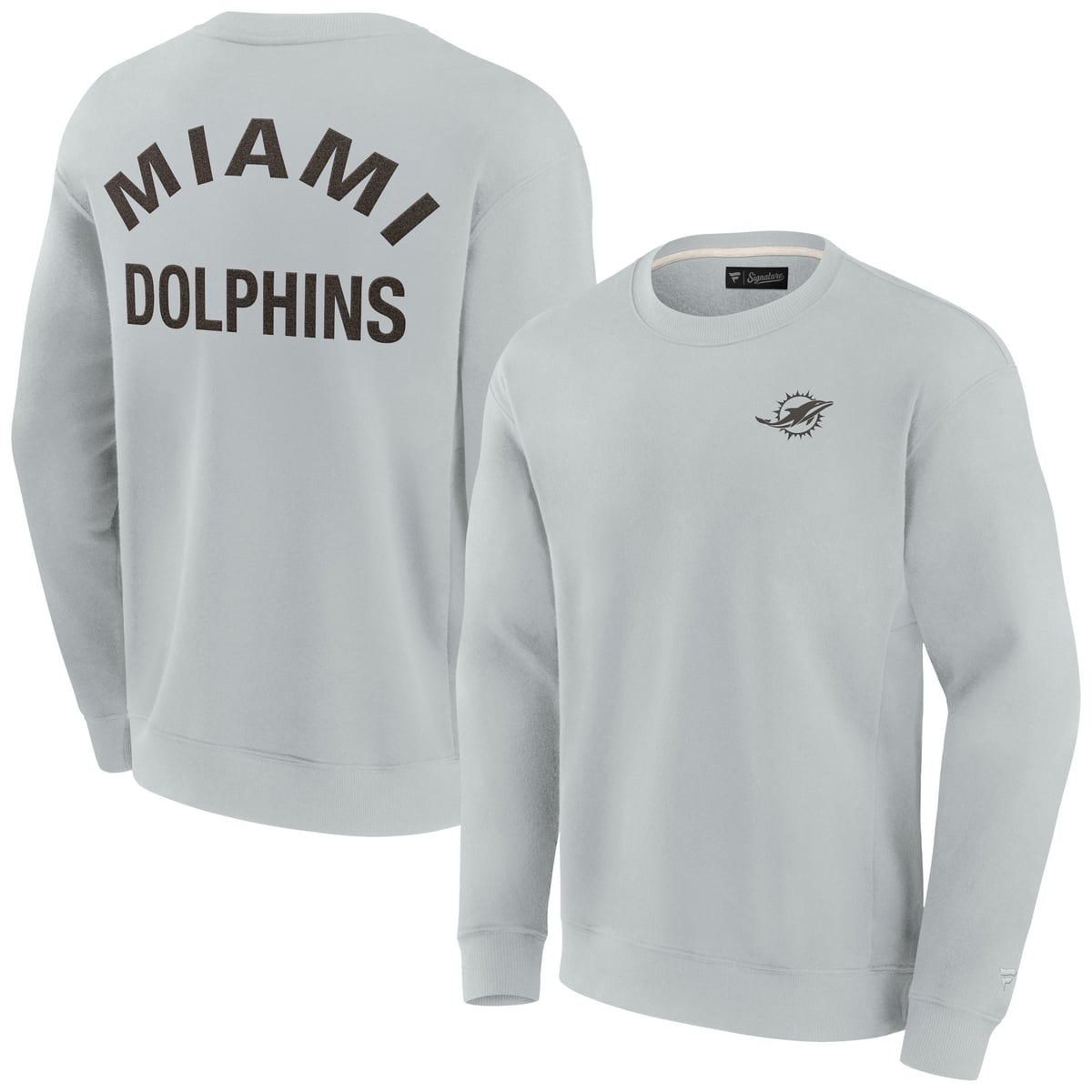 【公式グッズ】NFL ドルフィンズ トレーナー Fanatics/ファナティクス グレイ (Unisex Fanatics Signature Elements Super Soft Fleece Pullover Crew Sweatshirt)