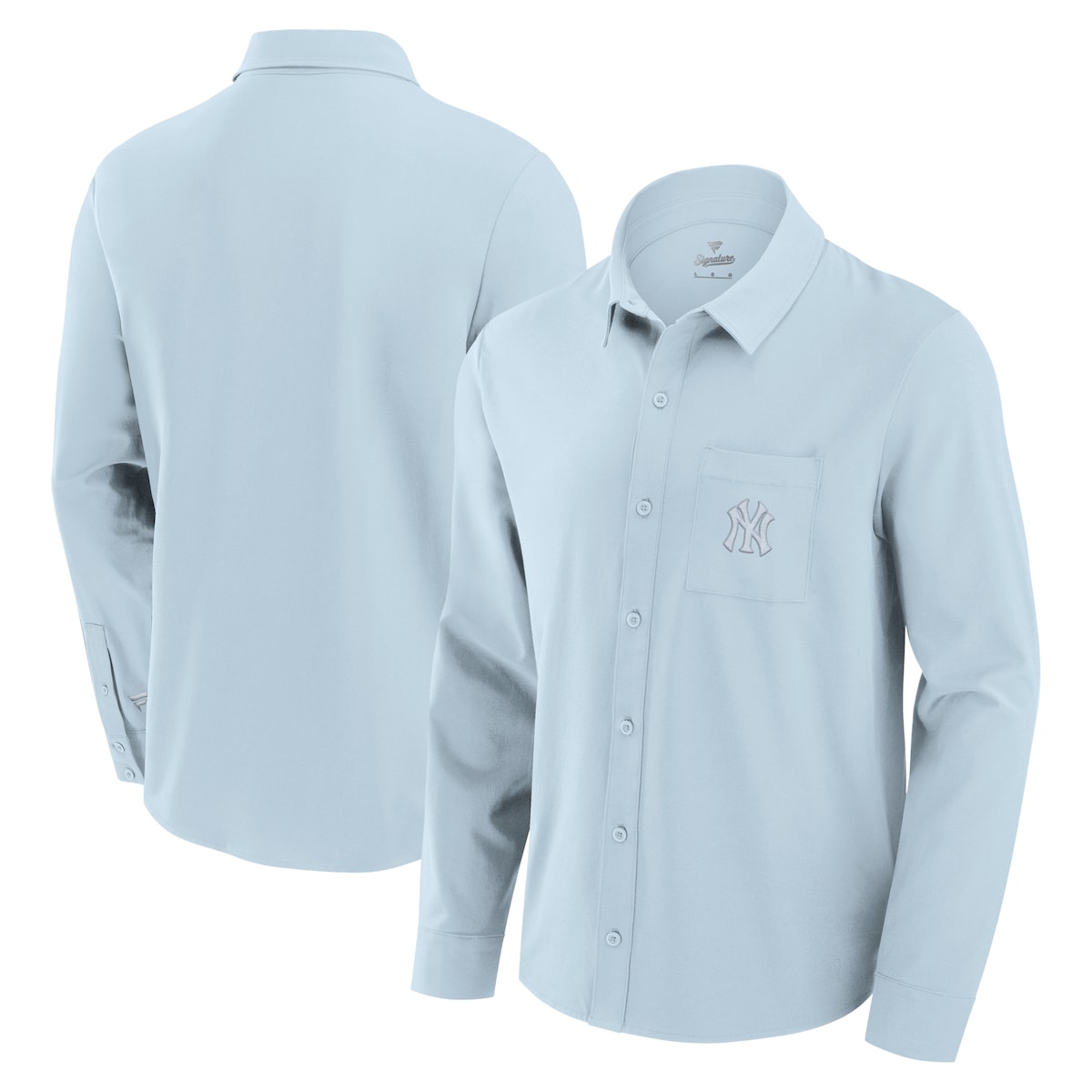 【公式グッズ】MLB ヤンキース シャツ Fanatics/ファナティクス メンズ ライトブルー (Men's Fanatics Branded Front Office Woven Long Sleeve Button Down)