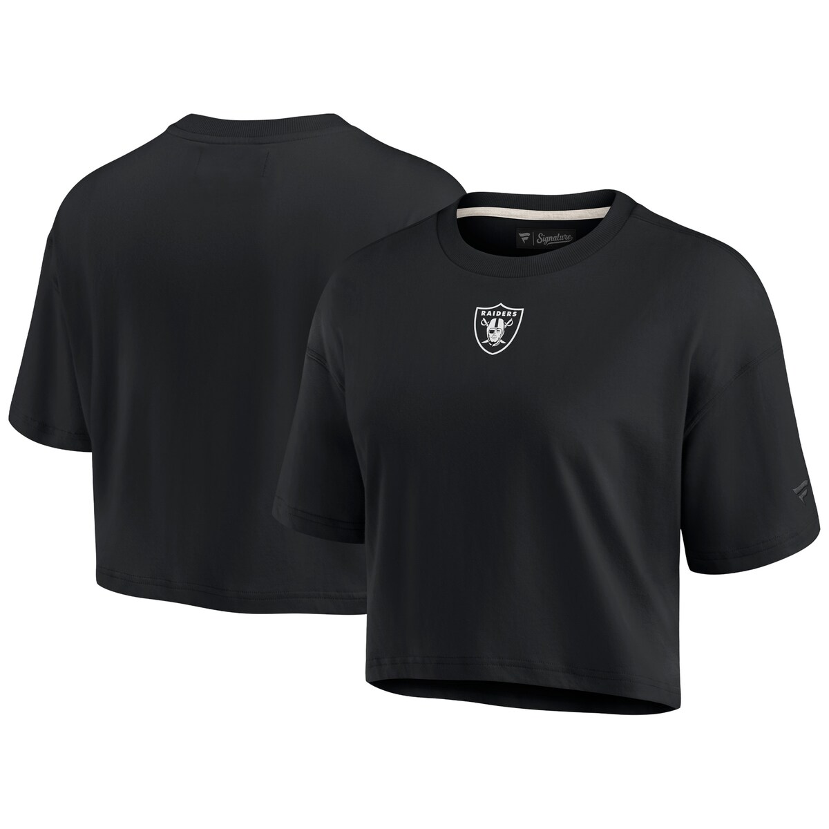 【公式グッズ】NFL レイダース Tシャツ Fanatics/ファナティクス レディース ブラック (Womens Fanatics Signature Elements Super Soft Boxy Cropped T-Shirt)｜Fanatics公式ストア 店