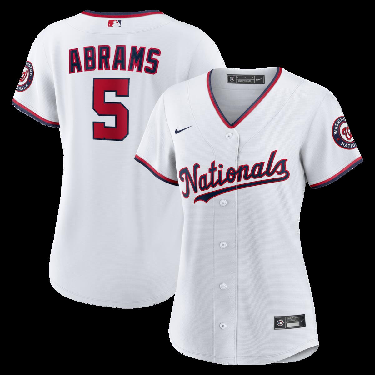 【公式グッズ】MLB ナショナルズ CJ・エイブラムス ホーム ユニフォーム （レプリカ） Nike/ナイキ レディース ホワイト (Women's Replica Player Jerseys - RYG Adds)