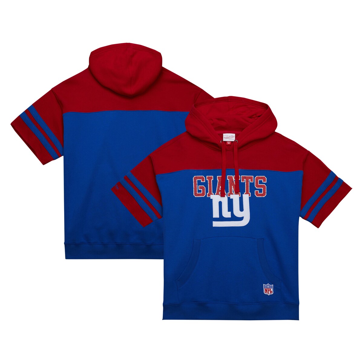 【公式グッズ】NFL ジャイアンツ 半袖 パーカー Mitchell & Ness/ミッチェル＆ネス メンズ ロイヤル (NFL OFF FIELD VINTAGE LOGO SS HOODIE)