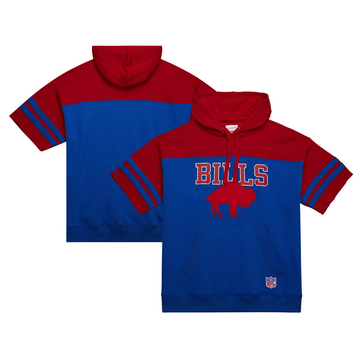 【公式グッズ】NFL ビルズ 半袖 パーカー Mitchell & Ness/ミッチェル＆ネス メンズ ロイヤル (NFL OFF FIELD VINTAGE LOGO SS HOODIE)