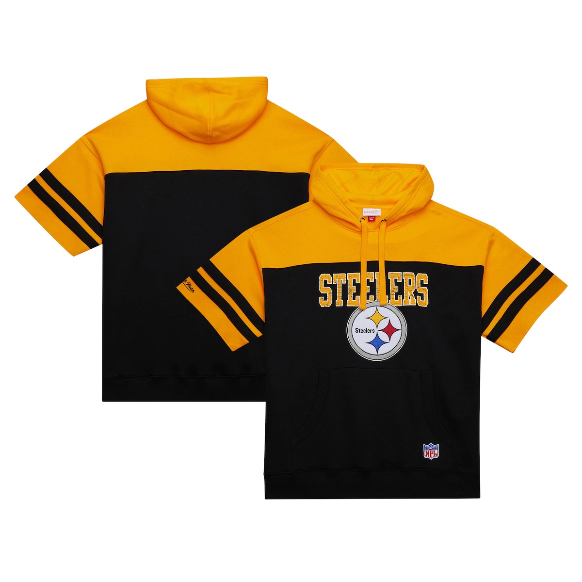 【公式グッズ】NFL スティーラーズ プルオーバー パーカー Mitchell & Ness/ミッチェル＆ネス メンズ ブラック (NFL OFF FIELD VINTAGE LOGO SS HOODIE)