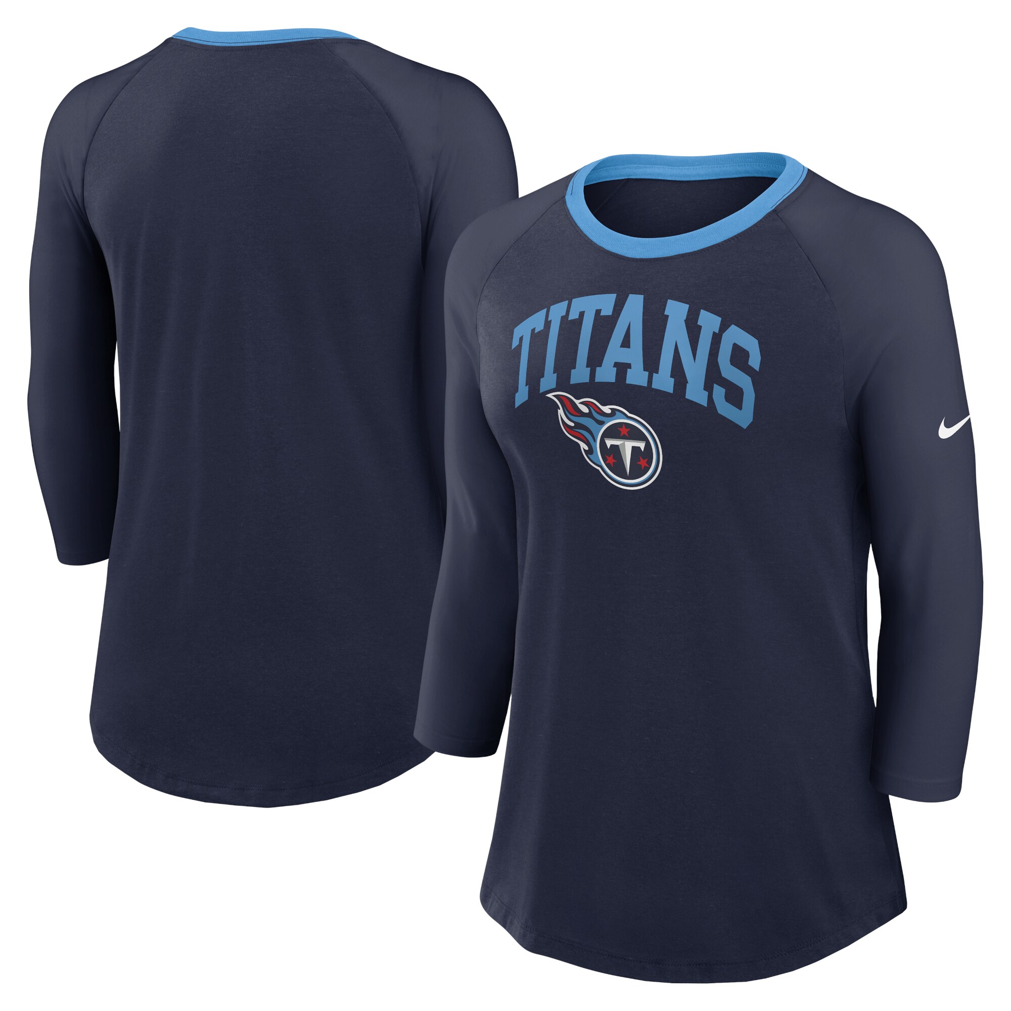 【公式グッズ】NFL タイタンズ 七分袖 ラグラン Tシャツ Nike/ナイキ レディース ネイビー (24 Womens Nike SS 3/4 Sleeve Fashion Top)｜Fanatics公式ストア 店