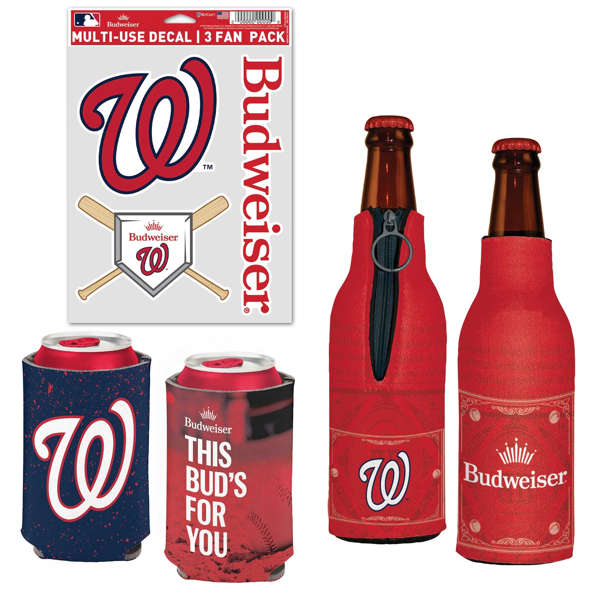 【公式グッズ】MLB ナショナルズ 缶クーラー ウィンクラフト (Can Cooler, Bottle Cooler, Decal Pack - MLB x Budweiser)｜Fanatics公式ストア 店