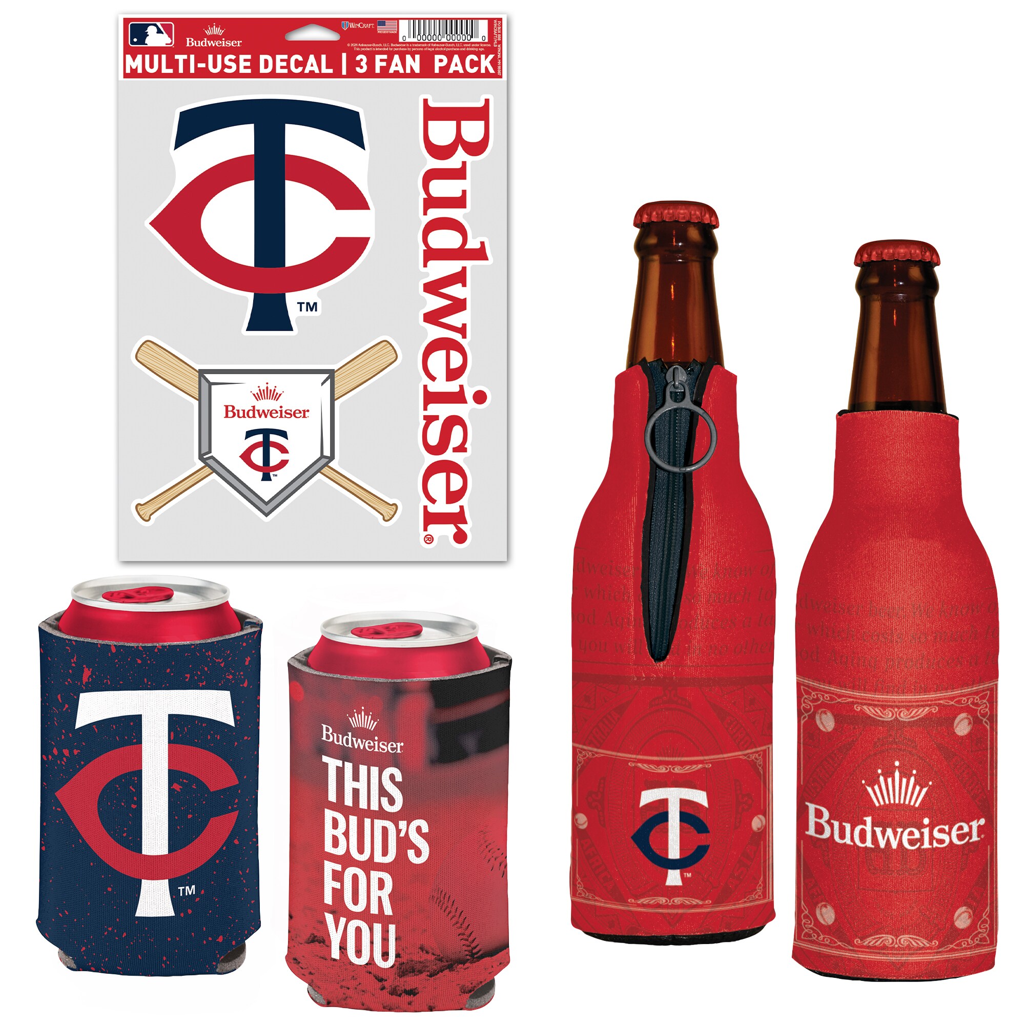 【公式グッズ】MLB ツインズ 缶クーラー ウィンクラフト (Can Cooler, Bottle Cooler, Decal Pack - MLB x Budweiser)｜Fanatics公式ストア 店 7,871円