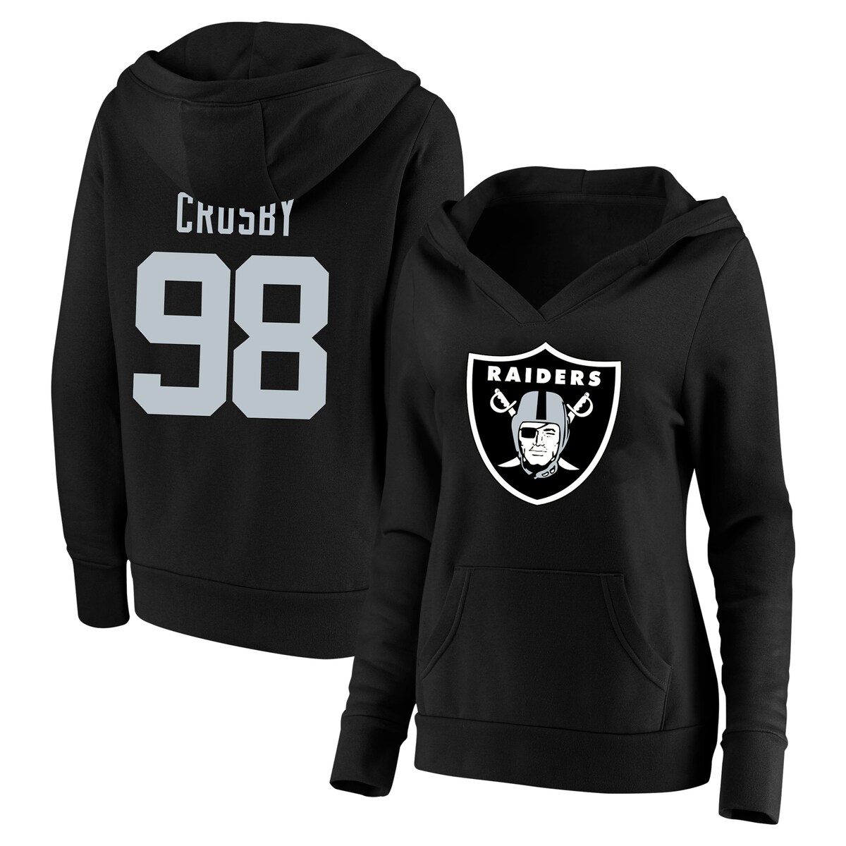 【公式グッズ】NFL レイダース マクス・クロスビー ネーム&ナンバー プルオーバー パーカー （大きいサイズ） Fanatics/ファナティクス レディース ブラック (23 Women's Plus Player N&N Pullover Hood)