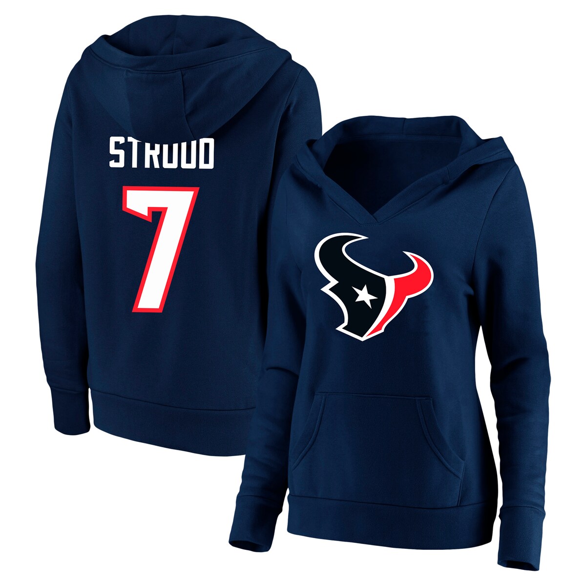 【公式グッズ】NFL テキサンズ C.J. ストラウド ネーム&ナンバー プルオーバー パーカー （大きいサイズ） Fanatics/ファナティクス レディース ネイビー (23 Women's Plus Player N&N Pullover Hood)