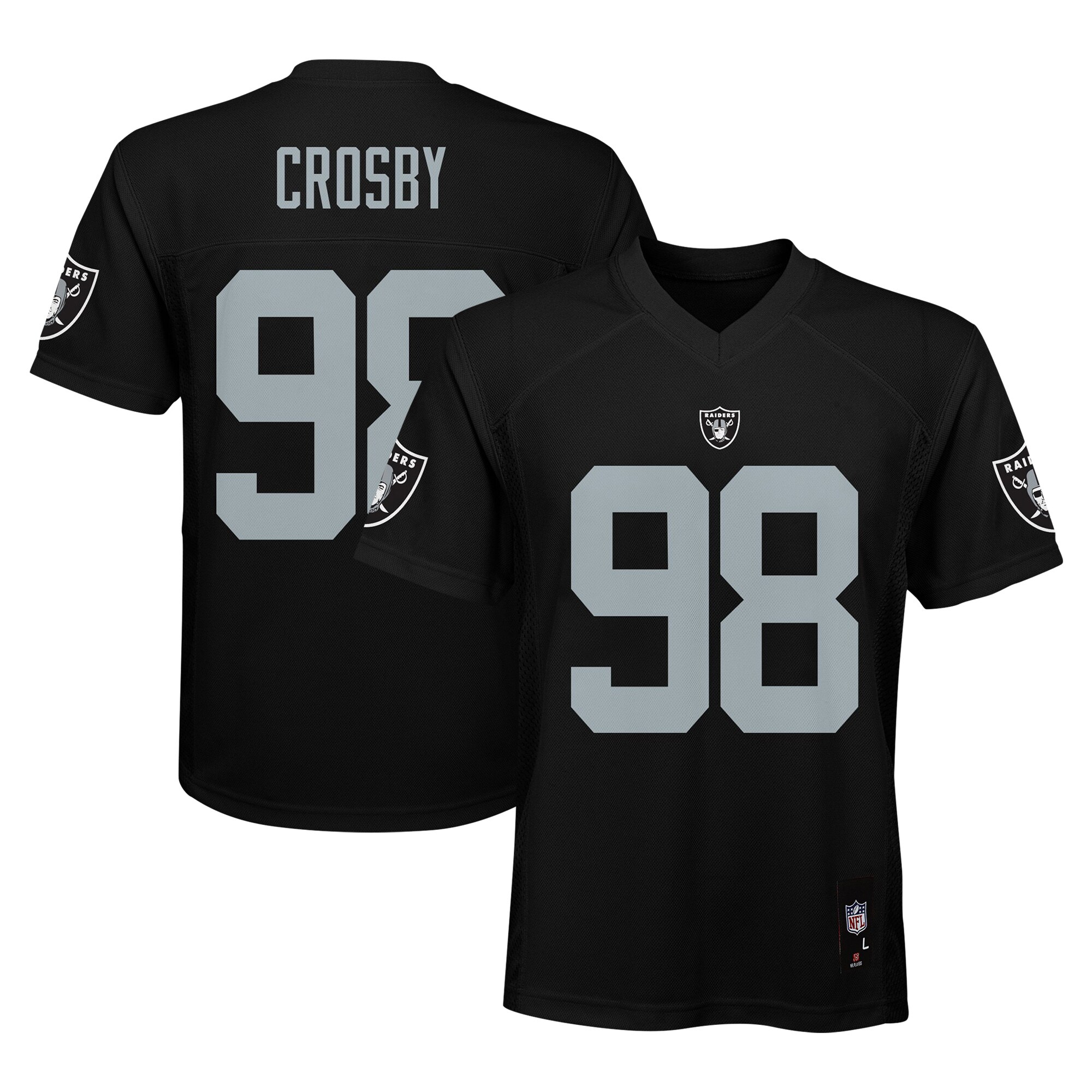 【公式グッズ】NFL レイダース マクス・クロスビー レプリカ ユニフォーム Outerstuff キッズサイズ ブラック (22 Youth NFL Mid-Tier Jersey)