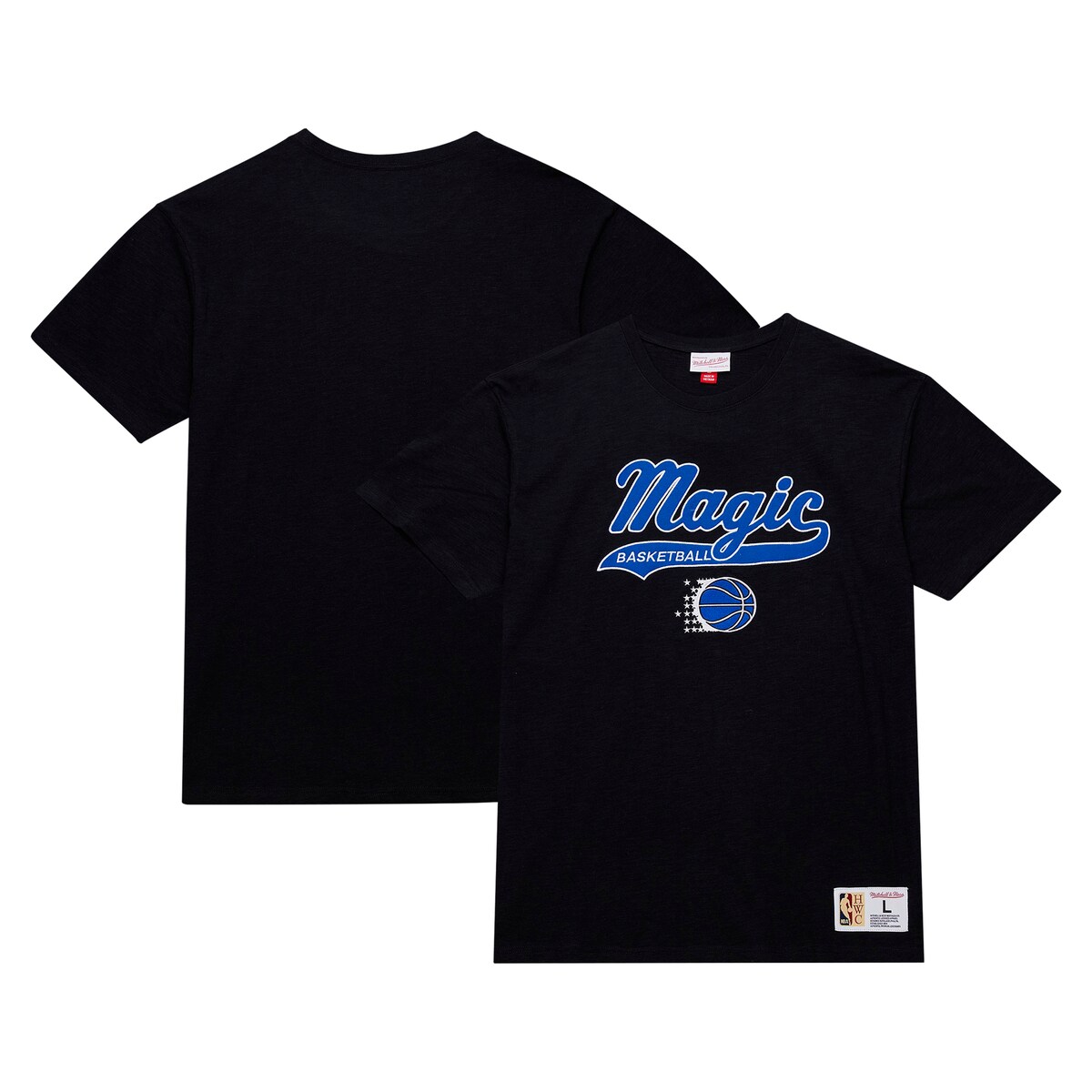 【公式グッズ】NBA マジック Tシャツ Mitchell & Ness/ミッチェル＆ネス メンズ ブラック (NBA MNC Men's HWC Vintage Logo Felt Applique Slub SS Tee)