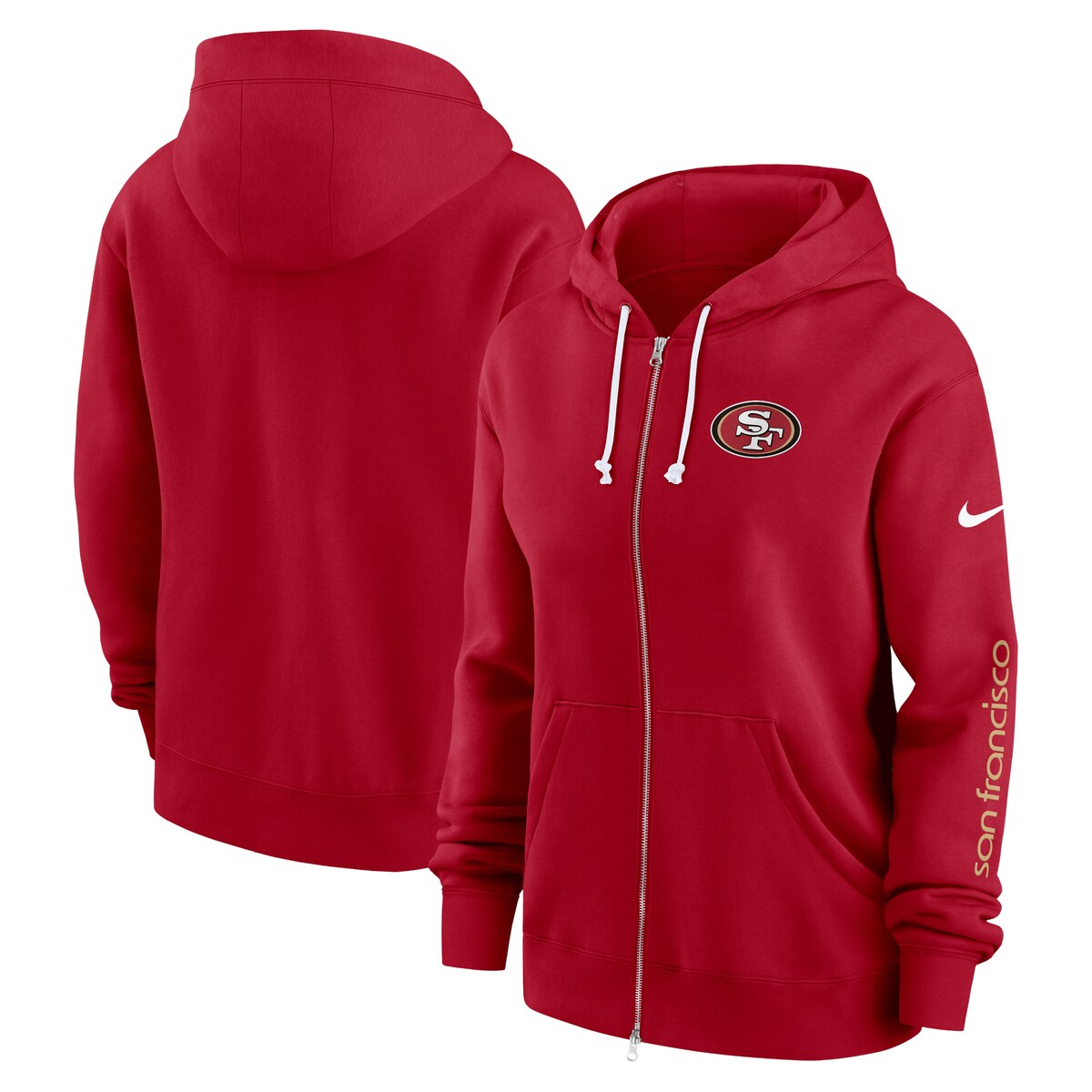 【公式グッズ】NFL 49ers フルジップ パーカー Nike/ナイキ レディース スカーレット (24 Womens PLUS Nike Phoenix FZ Hoodie)