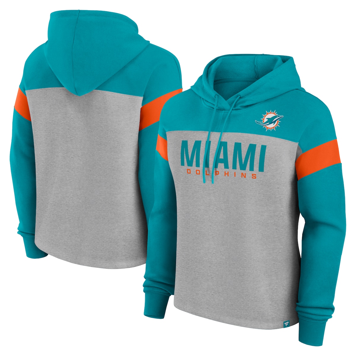 【公式グッズ】NFL ドルフィンズ プルオーバー パーカー Fanatics/ファナティクス レディース ヘザーグレイ (24 Women's Bold Play Call Cotton Fleece Pullover Hood)