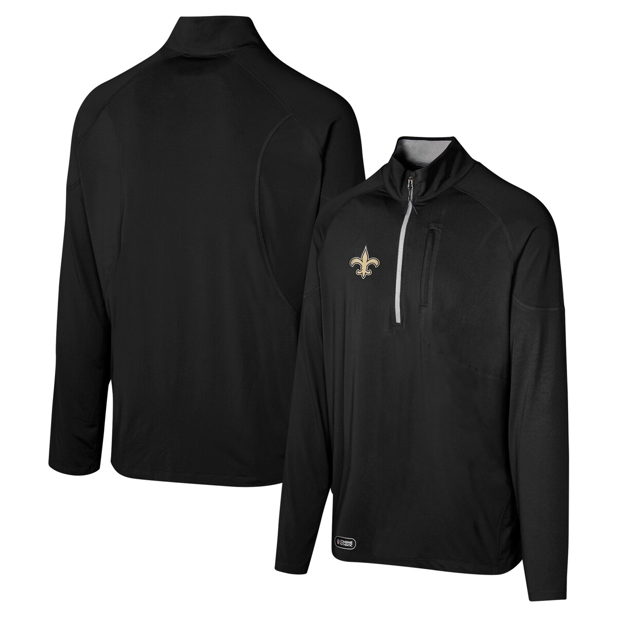 【公式グッズ】NFL セインツ トレーナー Outerstuff メンズ ブラック (GRIND IRON 1/4 ZIP MOCK NK PO)