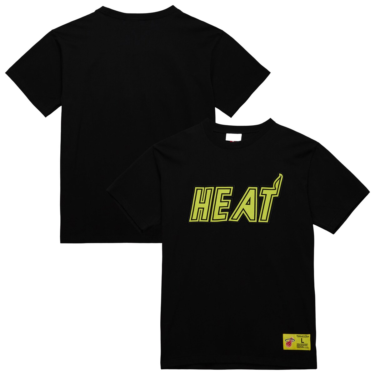 【公式グッズ】NBA ヒート Tシャツ Mitchell & Ness/ミッチェル＆ネス メンズ ブラック (NBA MNC Men's HWC Neon Nights Premium SS Tee)｜Fanatics公式ストア 店