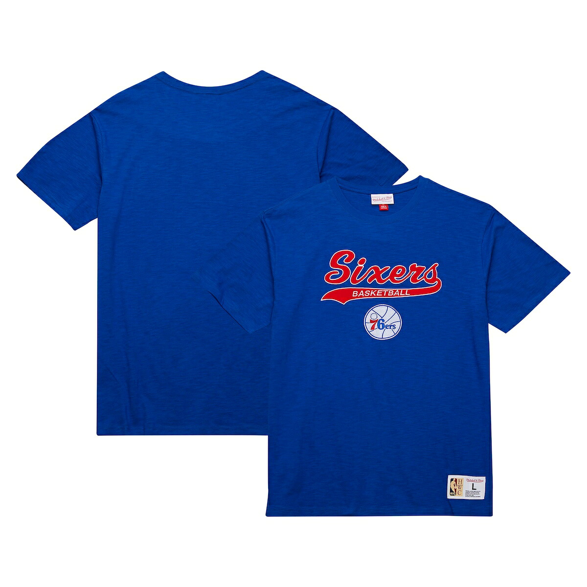【公式グッズ】NBA 76ers Tシャツ Mitchell & Ness/ミッチェル＆ネス メンズ ロイヤル (NBA MNC Men's HWC Vintage Logo Felt Applique Slub SS Tee)｜Fanatics公式ストア 店 9,349円