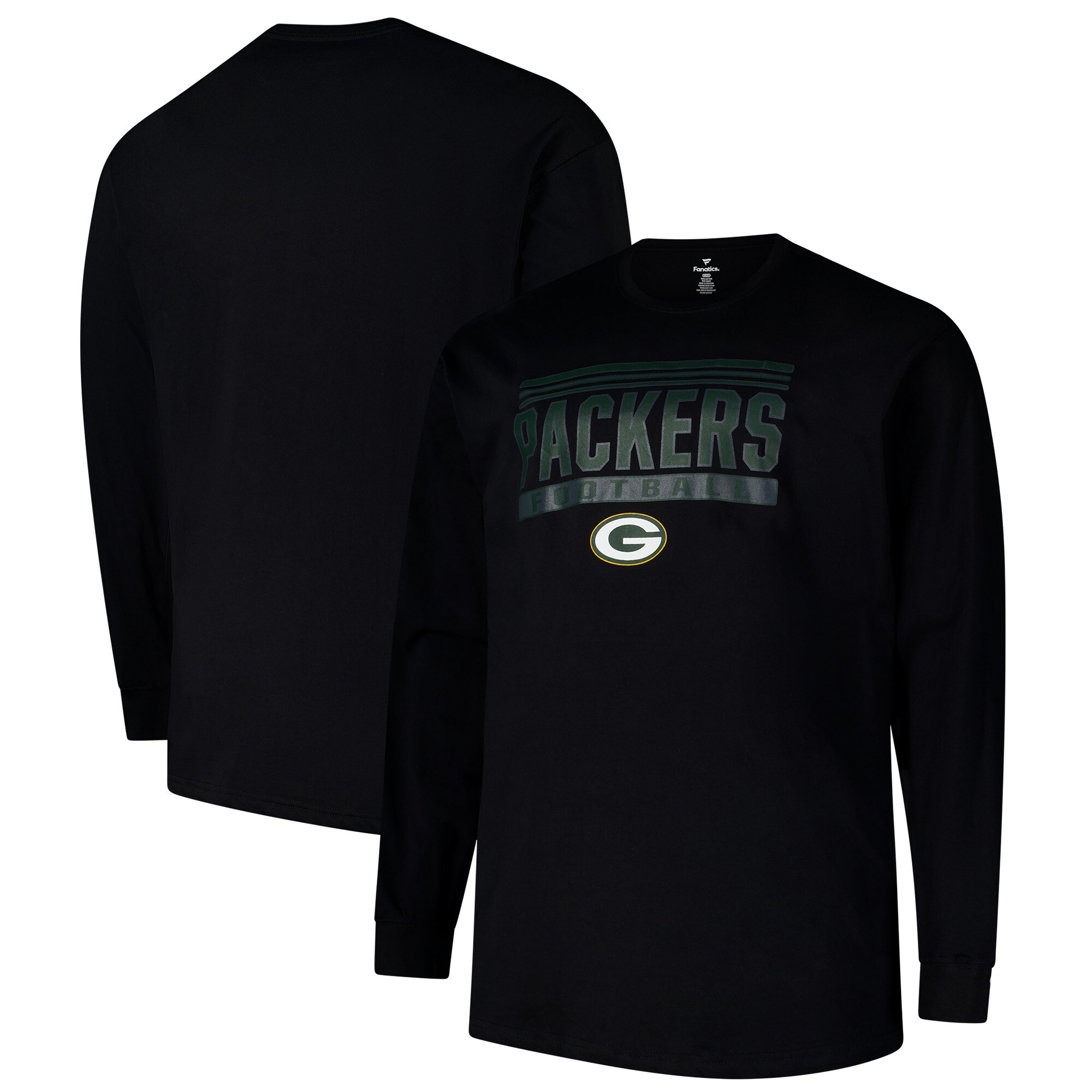 【公式グッズ】NFL パッカーズ 長袖 Tシャツ （大きいサイズ） Profile メンズ ブラック (NFL MENS BLACK POP LS TEE)