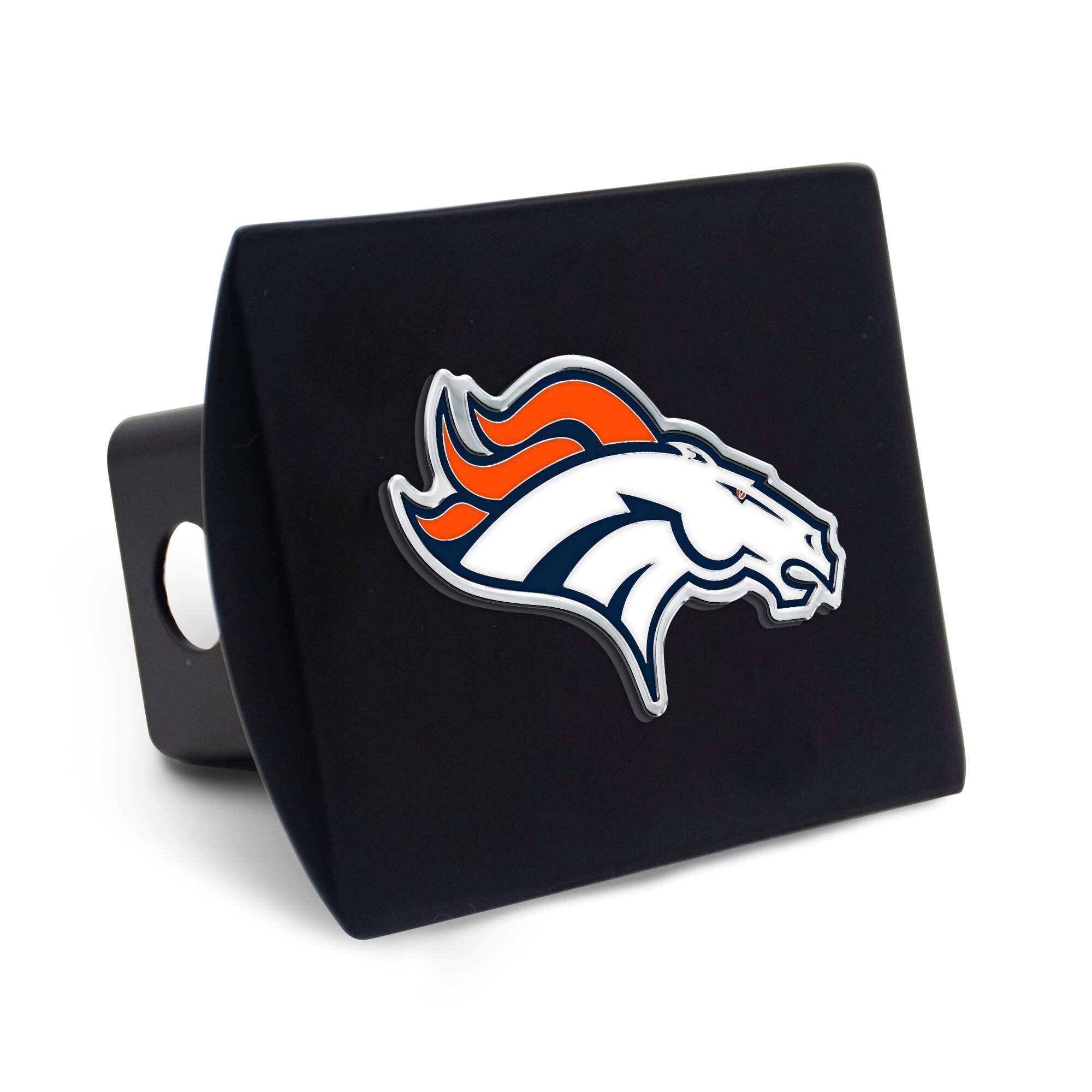 【公式グッズ】NFL ブロンコス カー用品・カーアクセサリー WinCraft ブラック (Premium Metal Full Color Logo Black Hitch Cover)
