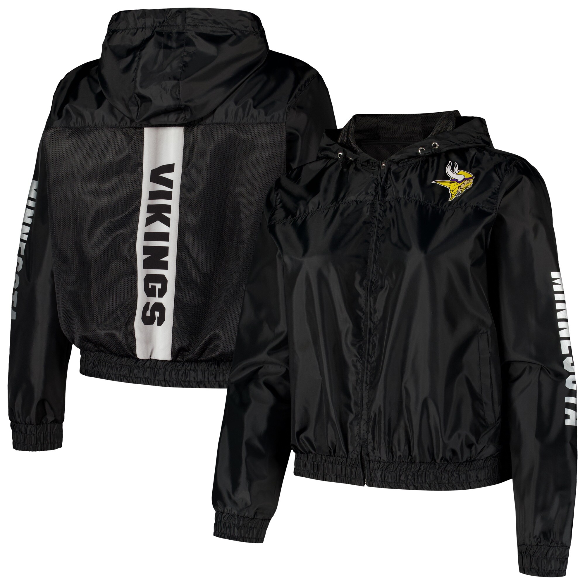 【公式グッズ】NFL バイキングス ジャケット Fanatics/ファナティクス レディース ブラック (NYLON POLY JACKET)