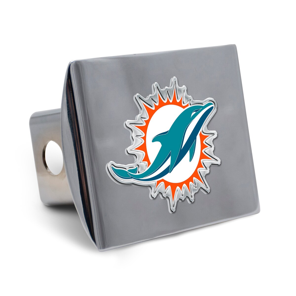 【公式グッズ】NFL ドルフィンズ カー用品・カーアクセサリー WinCraft (Premium Metal Full Color Logo Chrome Hitch Cover)