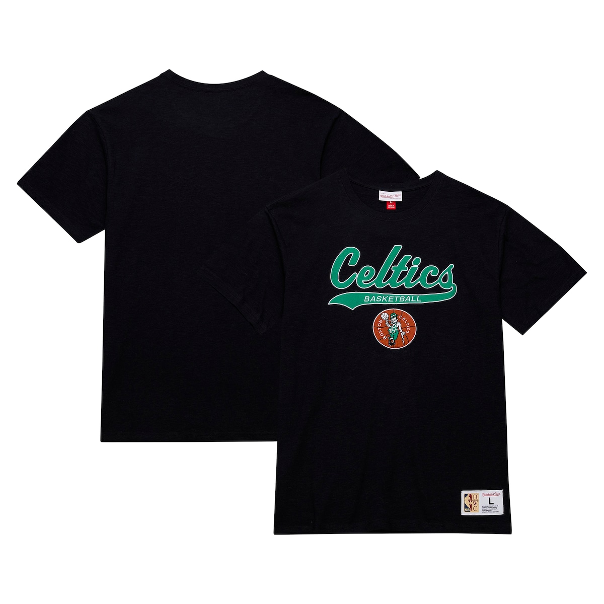 【公式グッズ】NBA セルティックス Tシャツ Mitchell & Ness/ミッチェル＆ネス メンズ ブラック (NBA MNC Men's HWC Vintage Logo Felt Applique Slub SS Tee)｜Fanatics公式ストア 店